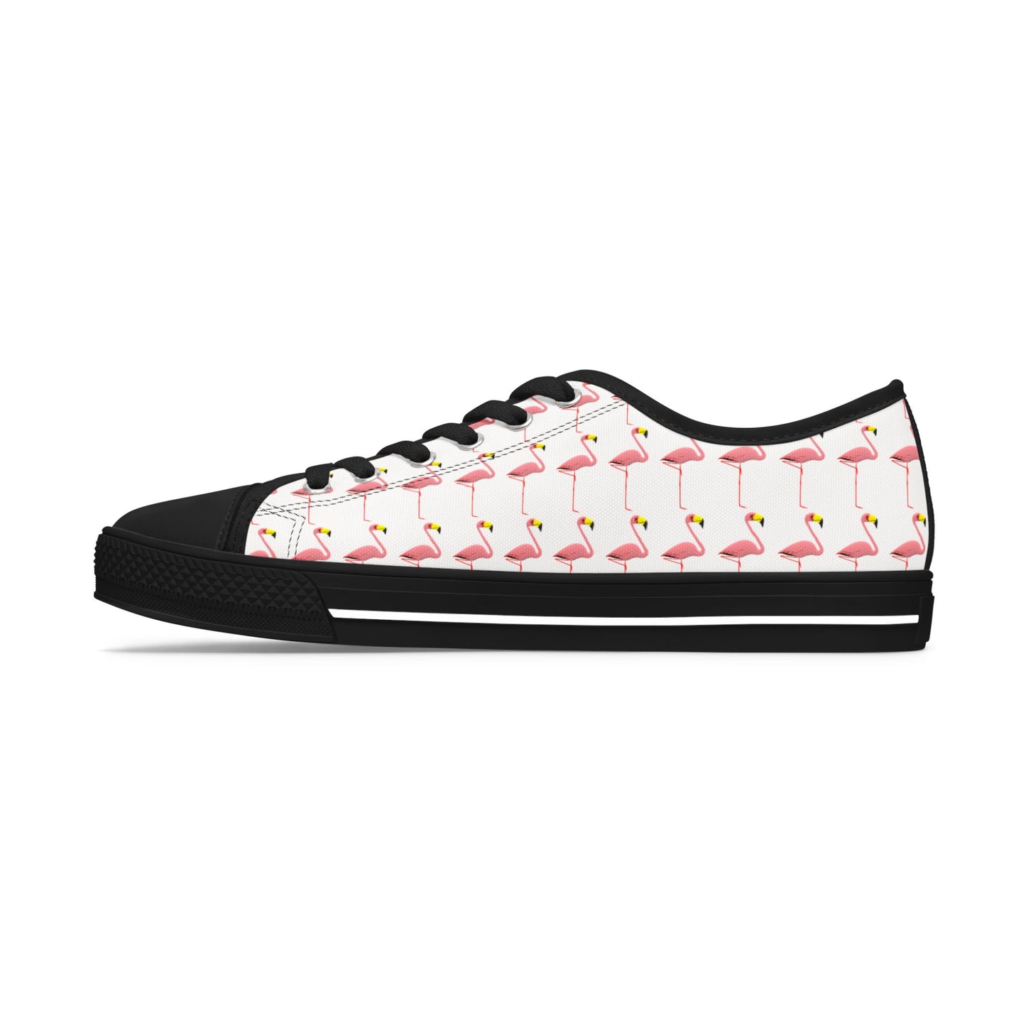 Low Top Sneakers — Pink Flamingo Pattern Casual Canvas Shoes