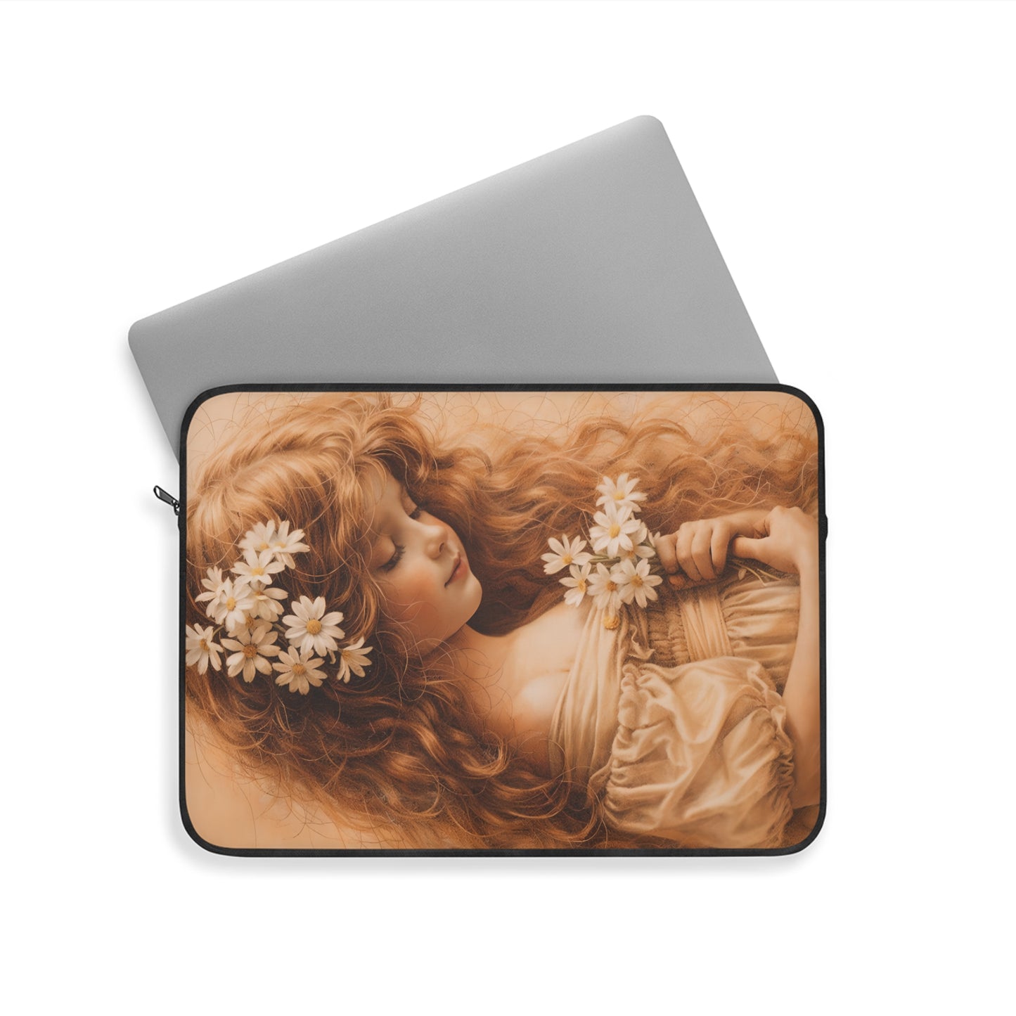 Vintage Floral Laptop Sleeve — Ethereal Sleeping Maiden Design