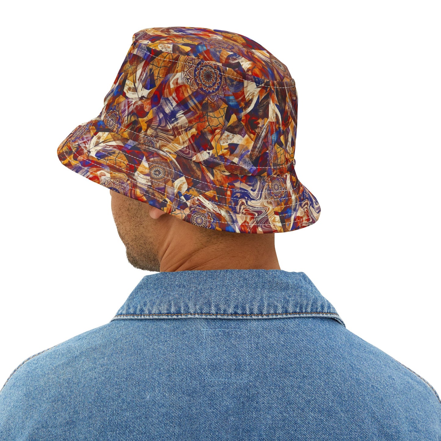 Abstract Swirl Bucket Hat — Colorful Psychedelic All-Over-Print