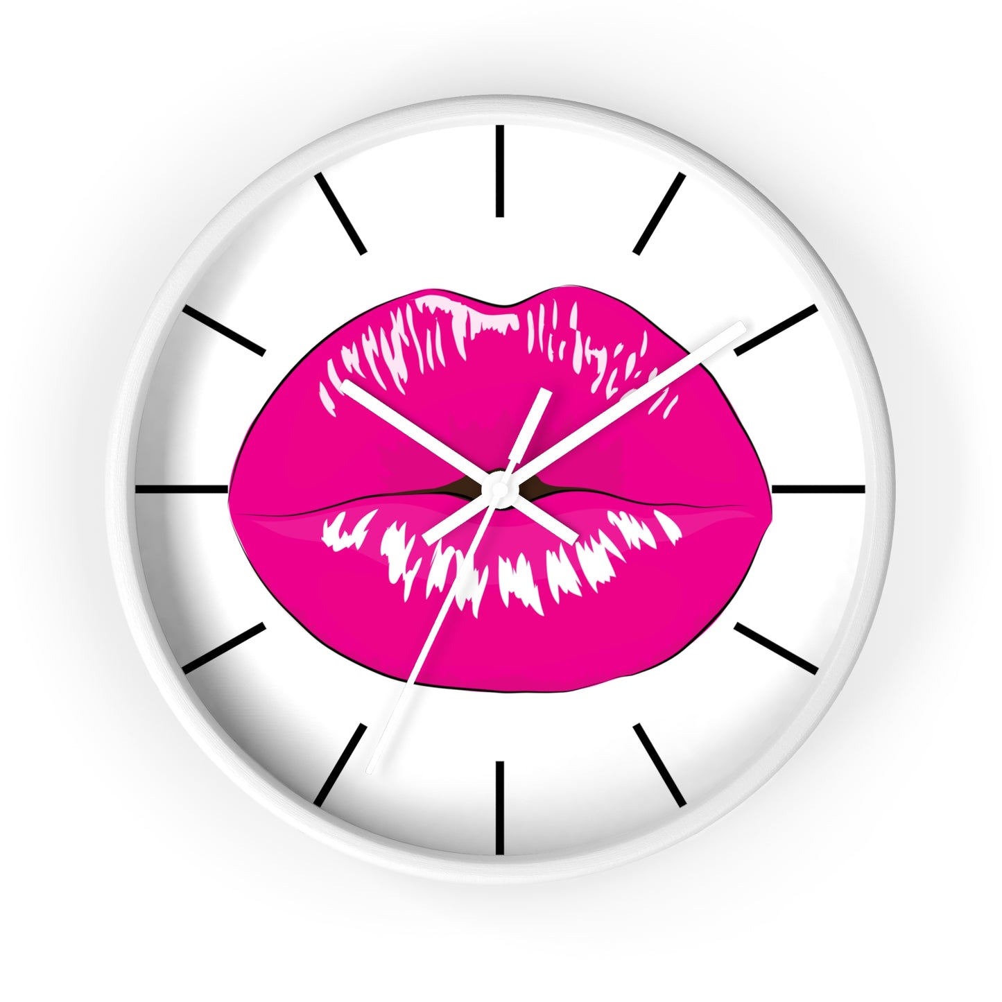Pink Kiss Lips Wall Clock | Pop Art Lip Print Clock