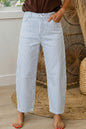 Sky Blue Stripe Casual Barrel Jeans