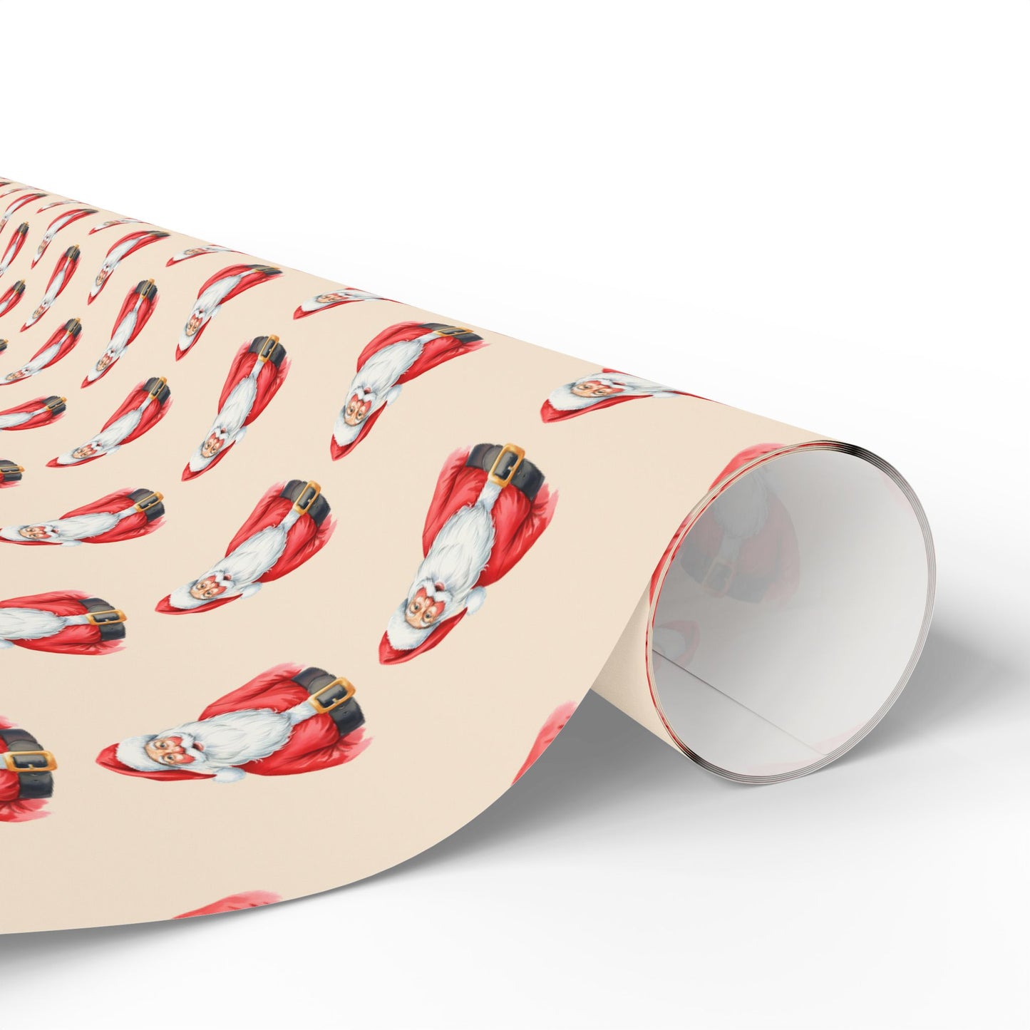 Santa Pattern Wrapping Paper Roll — Vintage Christmas Gift Wrap