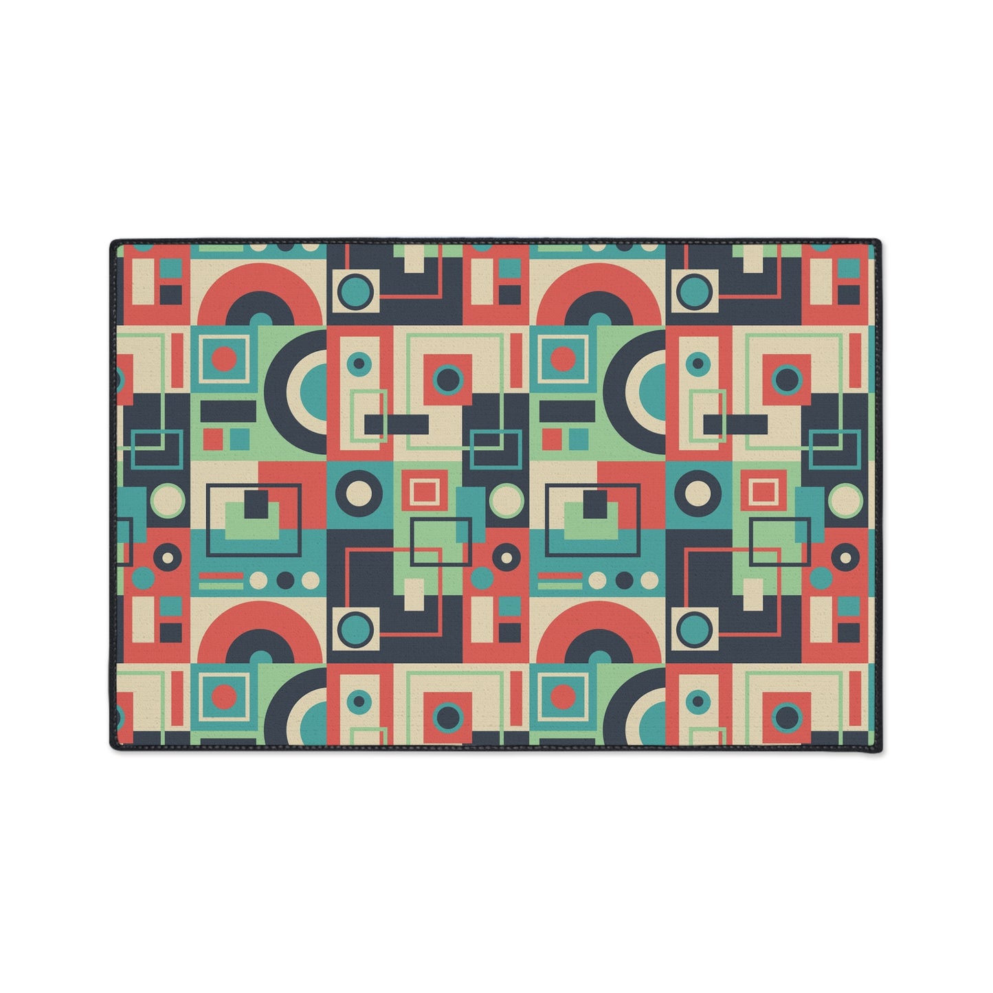 Retro Geometric Heavy Duty Floor Mat — Mid-Century Modern Entryway Rug