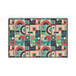 Retro Geometric Heavy Duty Floor Mat — Mid-Century Modern Entryway Rug