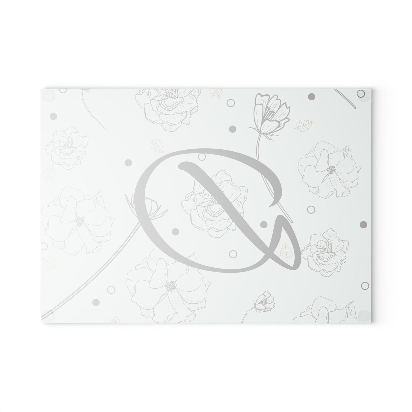 Personalized Floral Glass Cutting Board Letter D