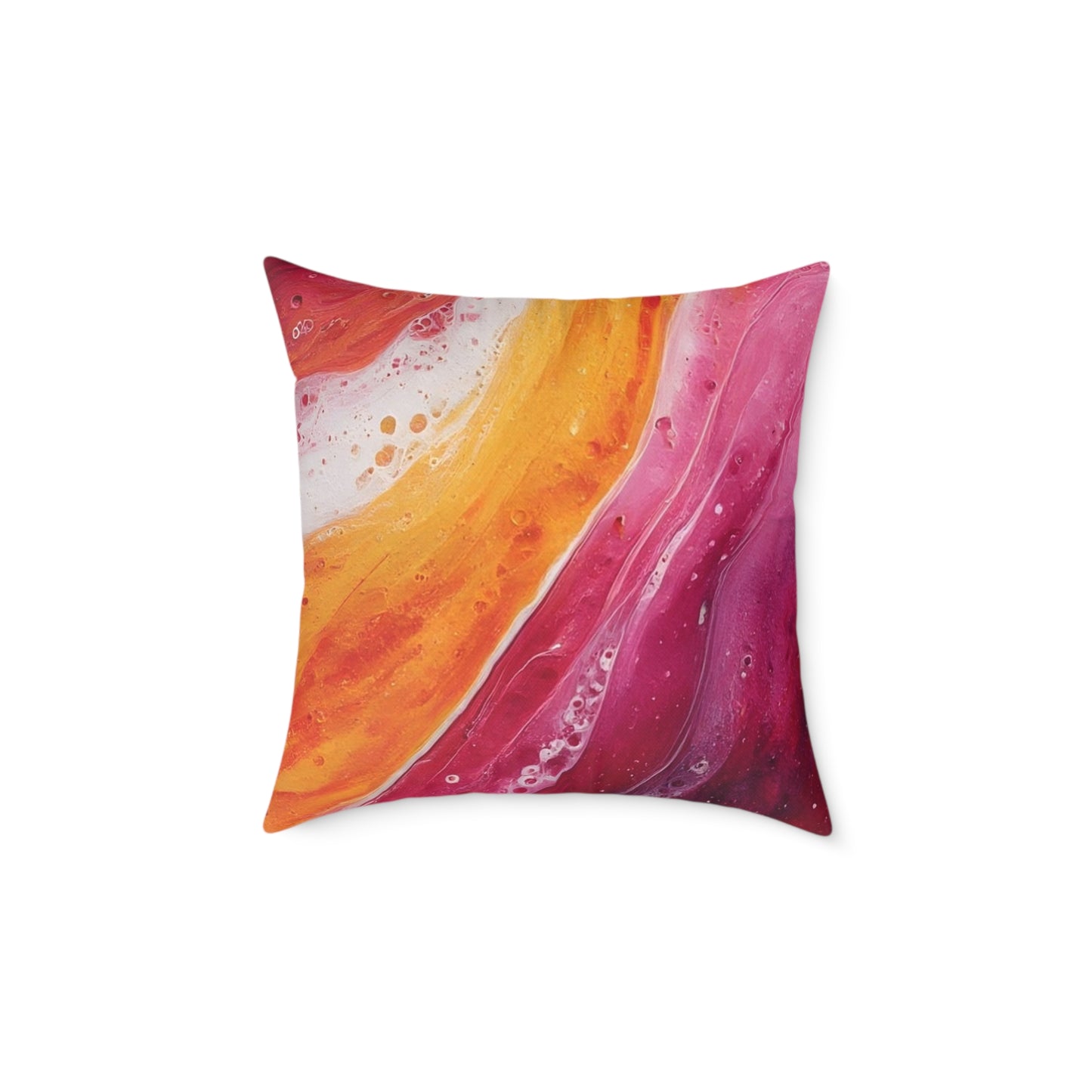 Abstract Sunset Waves Pillow — Vibrant Pink & Orange Decorative Throw Cushion