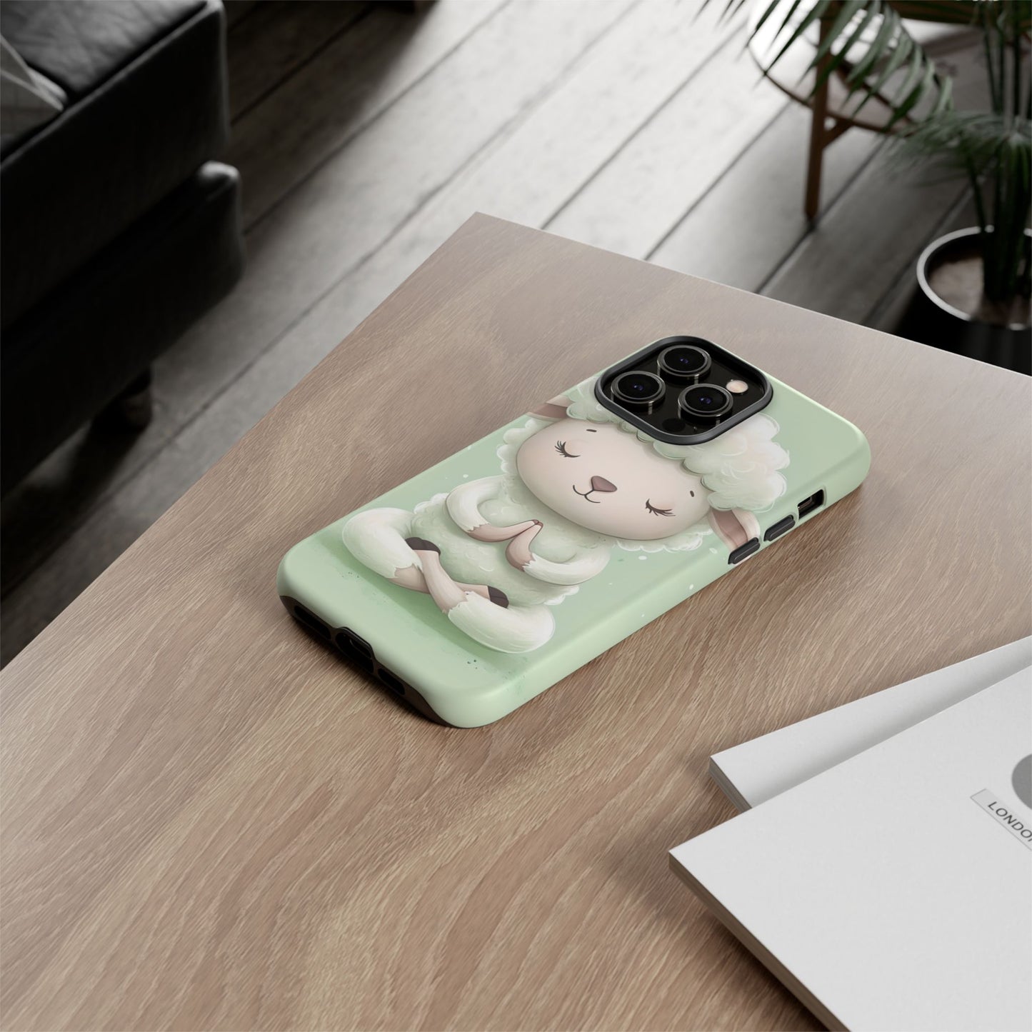 Meditating Lamb Phone Case — Cute Pastel Protective iPhone Cover