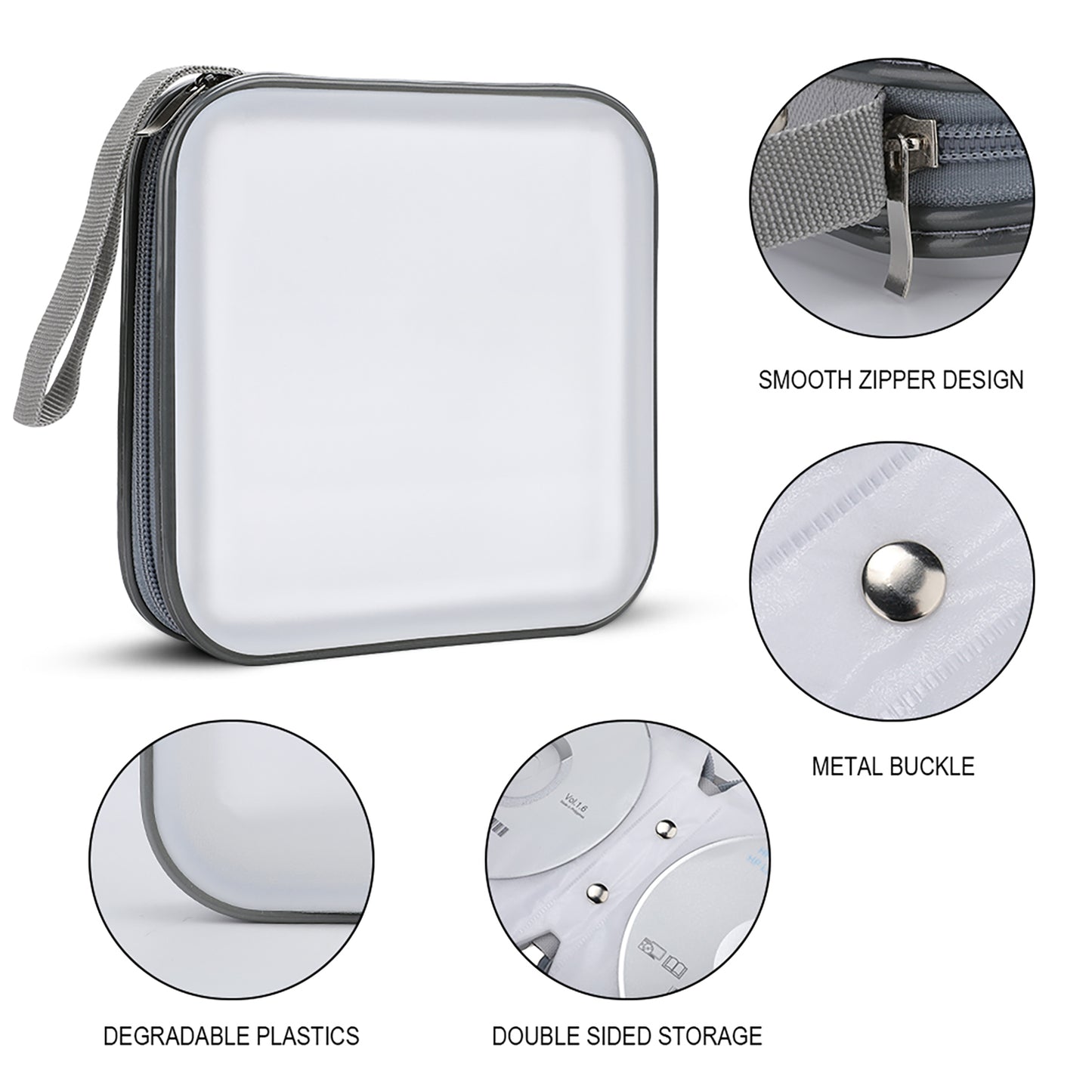 Portable Zipper Disc Storage Case for Car Home Travel