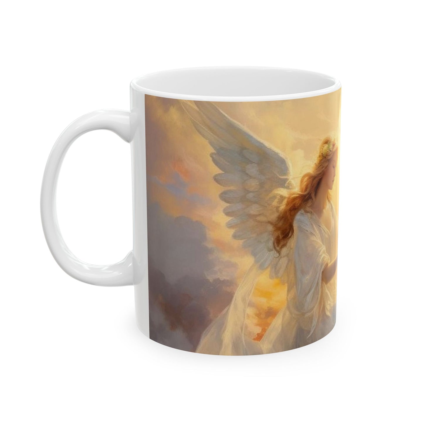 Angel Harp Ceramic Mug — Ethereal Sunrise Tea Coffee Cup (11oz, 15oz)