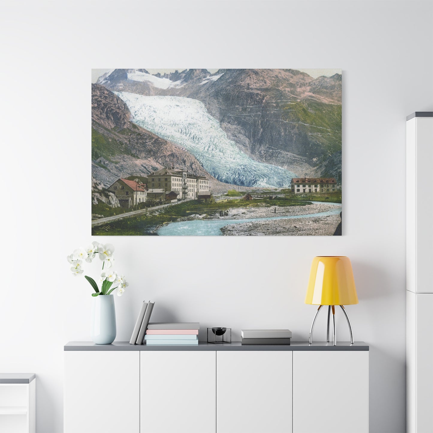 Glacier Village Matte Canvas Print