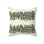 Holiday Holly Pattern Pillow — Festive Red & Green Decorative Throw Pillow