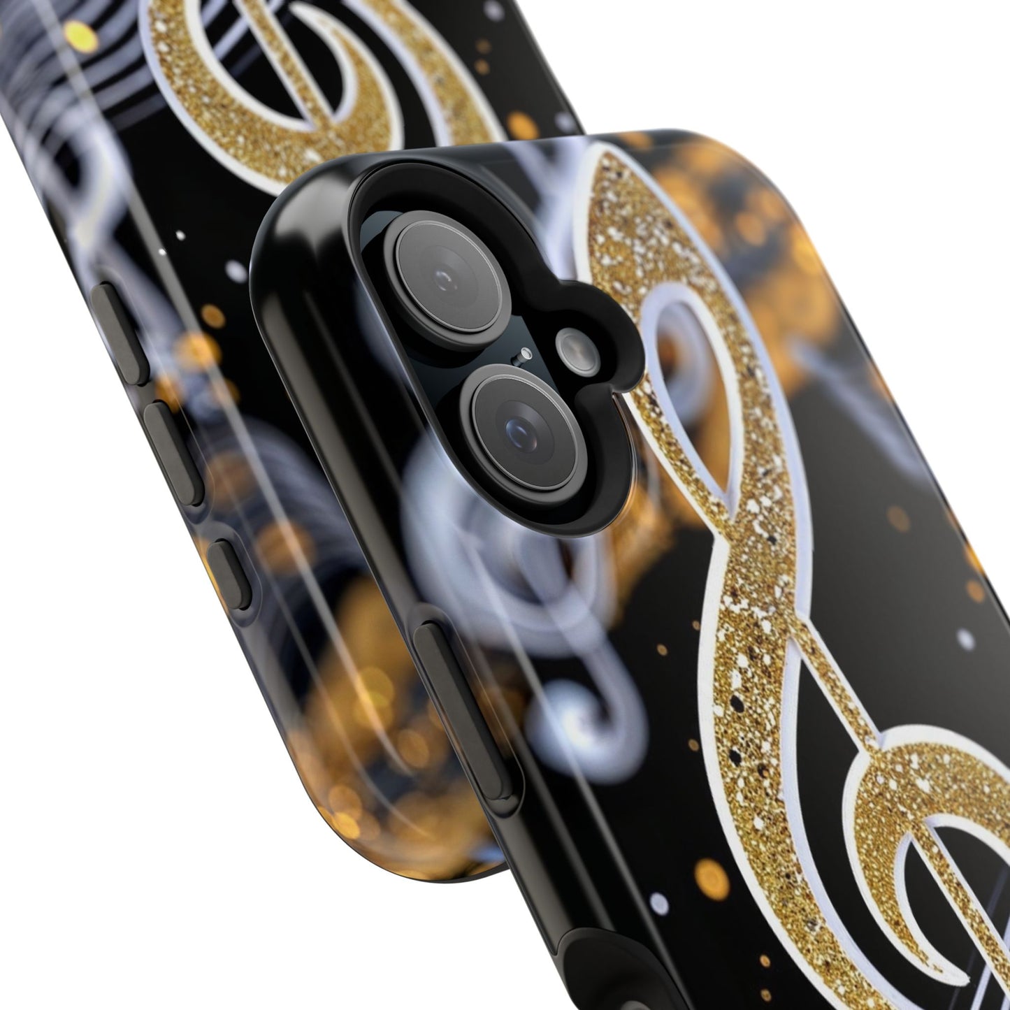 Music Notes Magnetic Impact-Resistant Phone Case — Gold Treble Clef Design