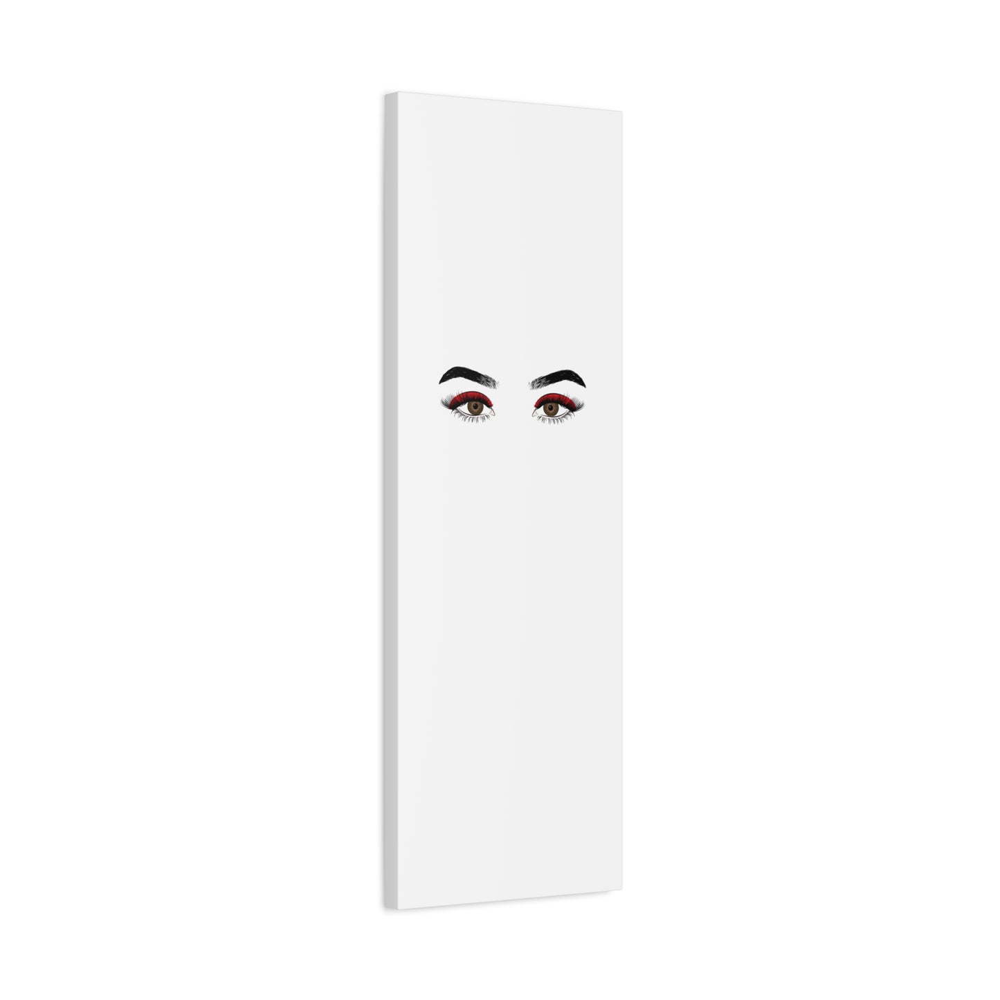 Glam Eyes Matte Canvas Wall Art — Brown Eyes with Red Lashes