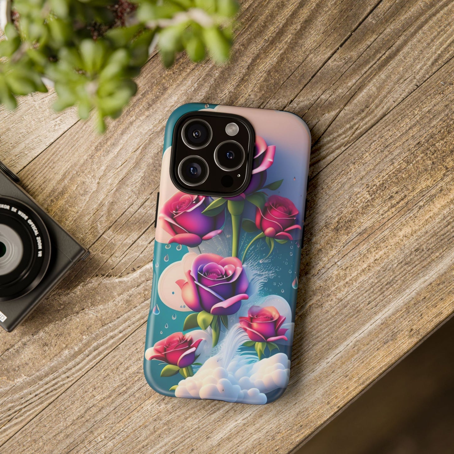 Floral Dream Tough Phone Case — Rose Bouquet Clouds Design