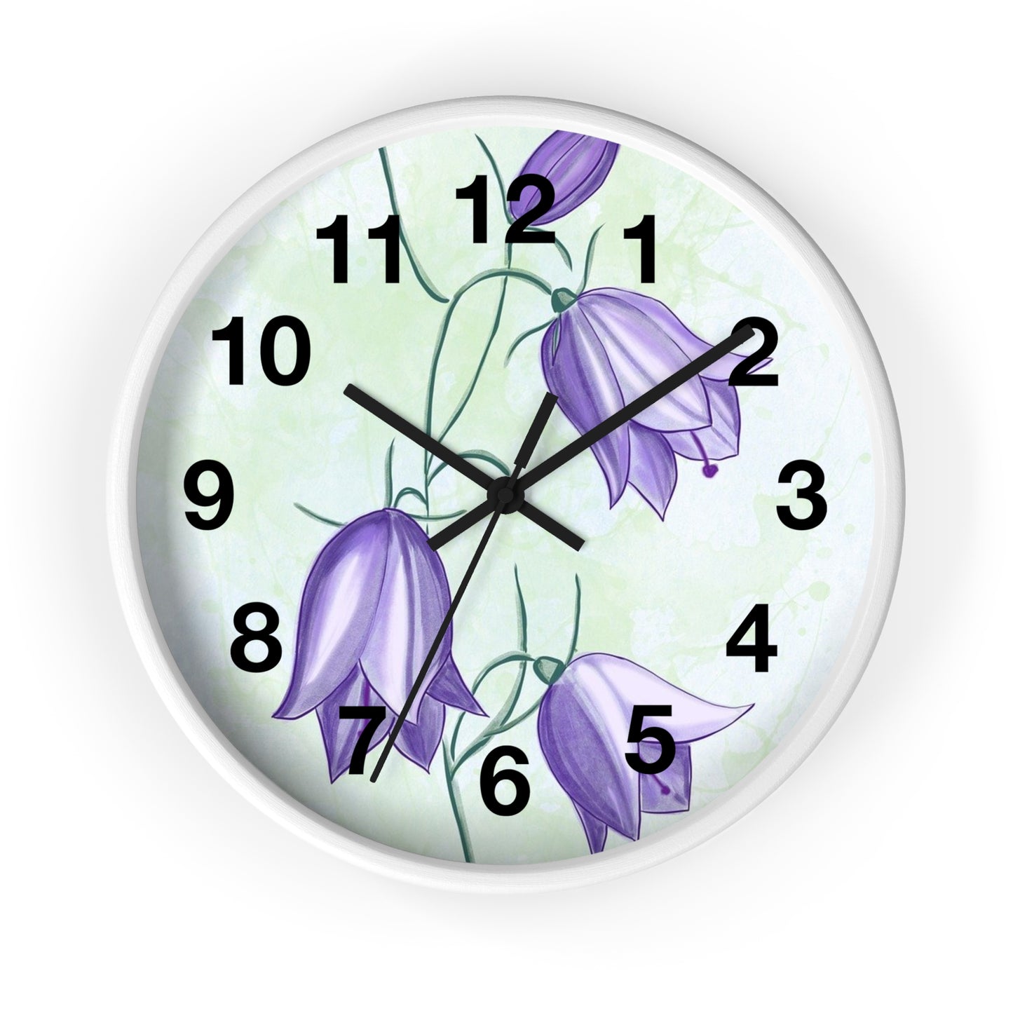 Floral Wall Clock with Purple Blooms, Elegant Home Decor, Timeless Gift, Botanical Wall Art, Perfect for Mother's Day, Spring Decor