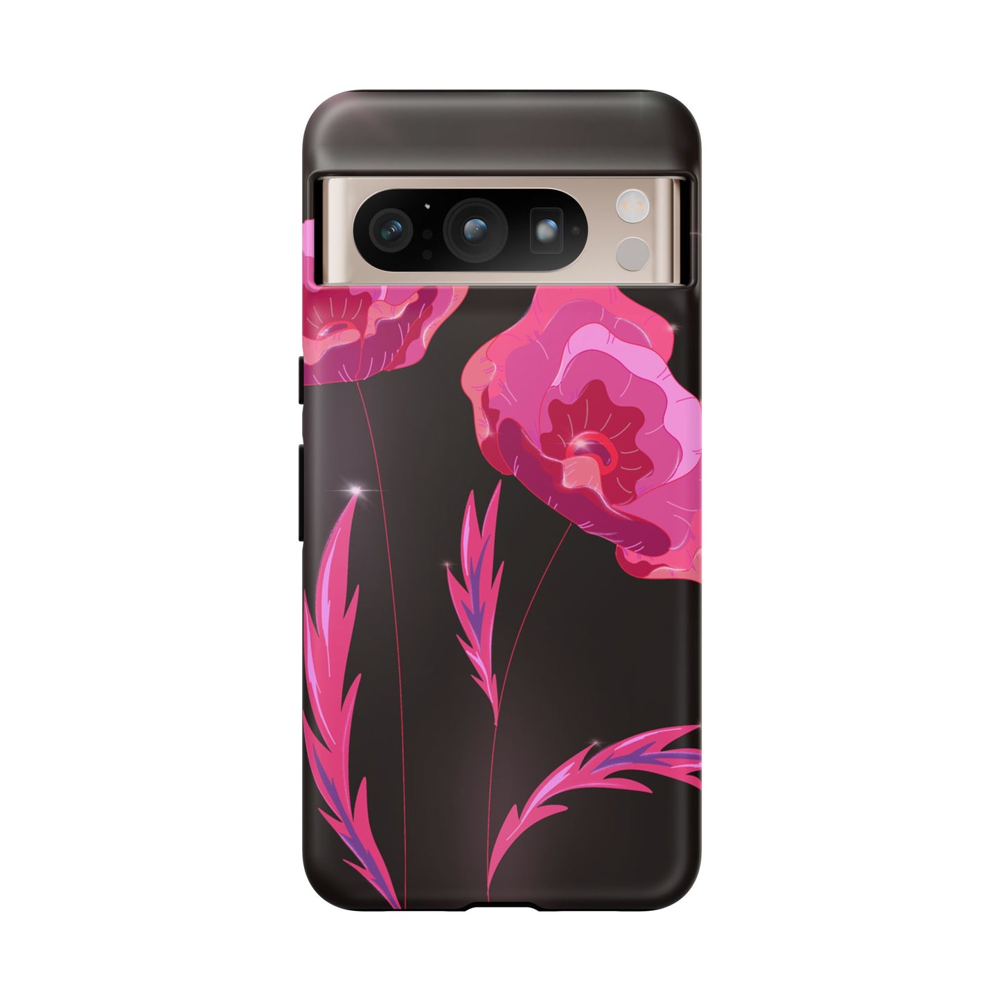 Floral iPhone Case | Tough Cases with Pink Poppy Design, Elegant Flower Phone Cover, Gift for Her, Spring Accessories, Chic Tech