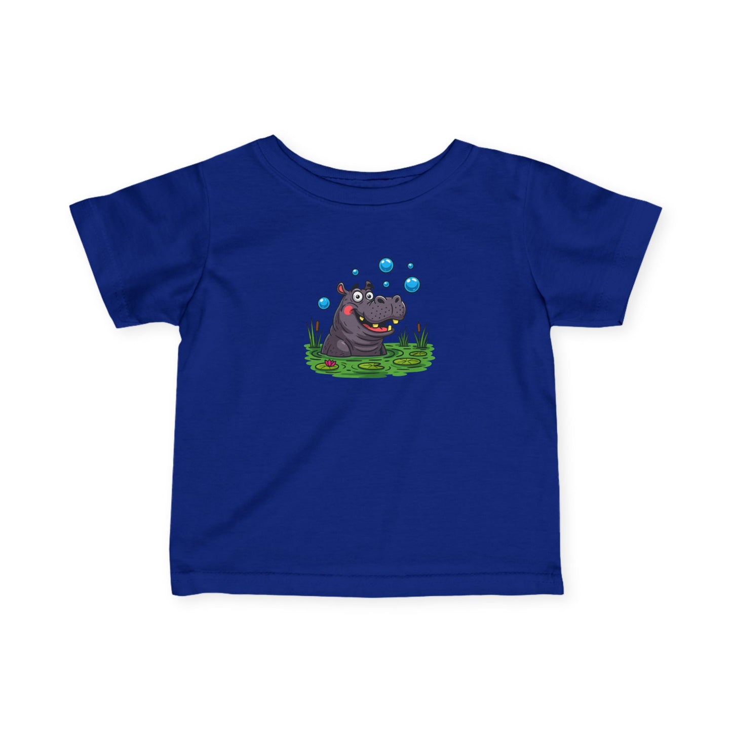 Cute Hippo Infant Tee with Bubbles, Baby Shirt, Toddler T-Shirt, Fun Kids Clothing, Unique Baby Gift, Pram Outfit