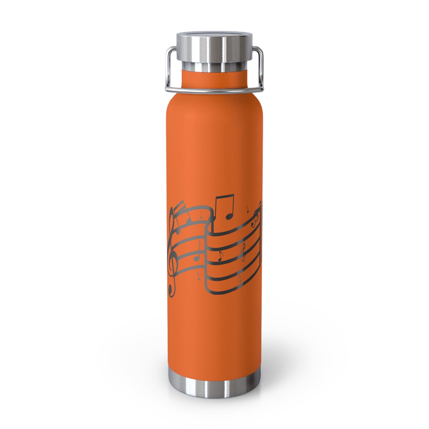 22oz Insulated Water Bottle — Red Musical Notes Stainless Steel Vacuum Bottle