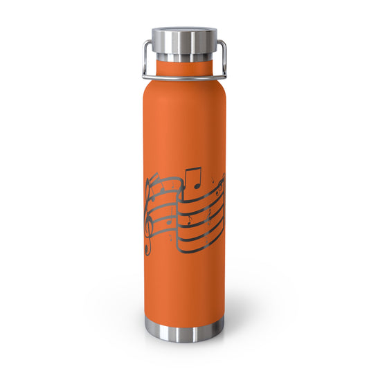 22oz Insulated Water Bottle — Red Musical Notes Stainless Steel Vacuum Bottle