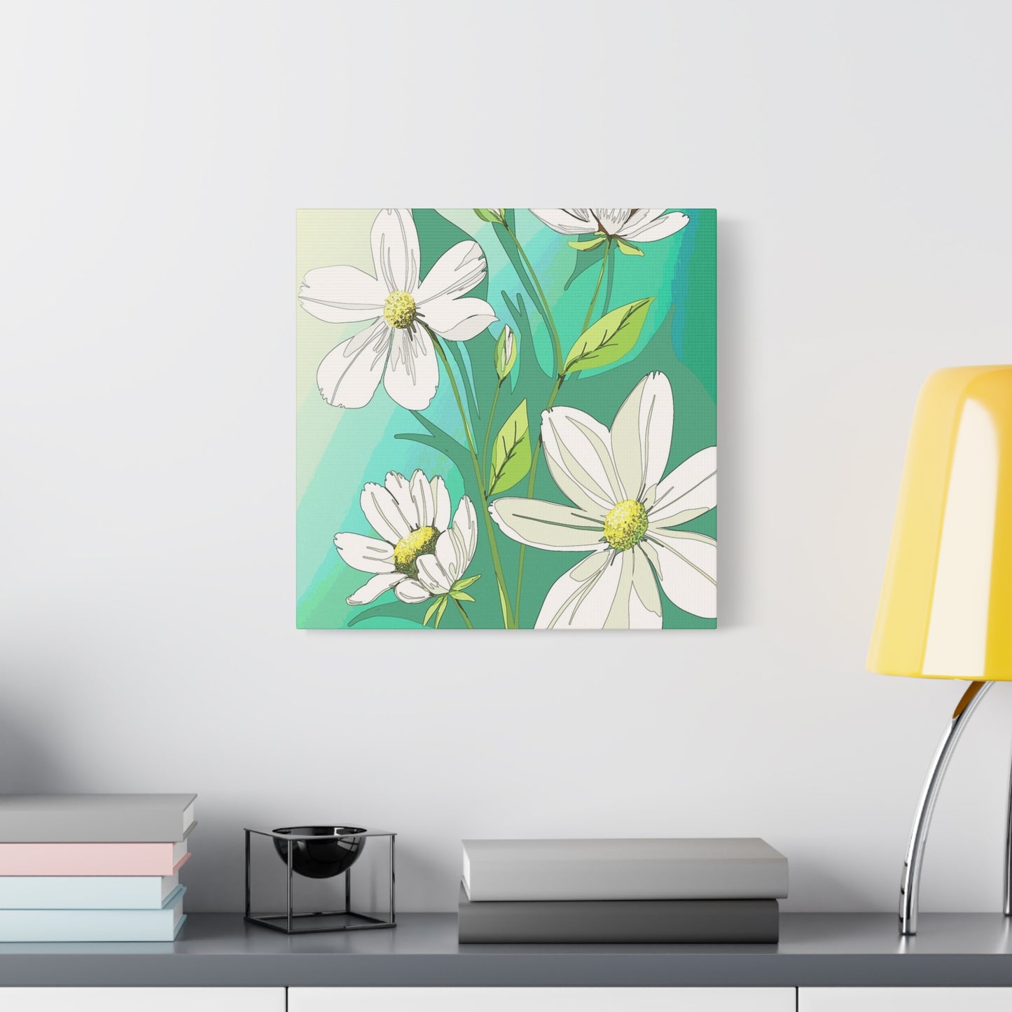 Matte Canvas, Stretched, 1.25" White Flowers