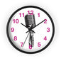 Red Numbers Optical Stripe Wall Clock | Black White Vertical Lines