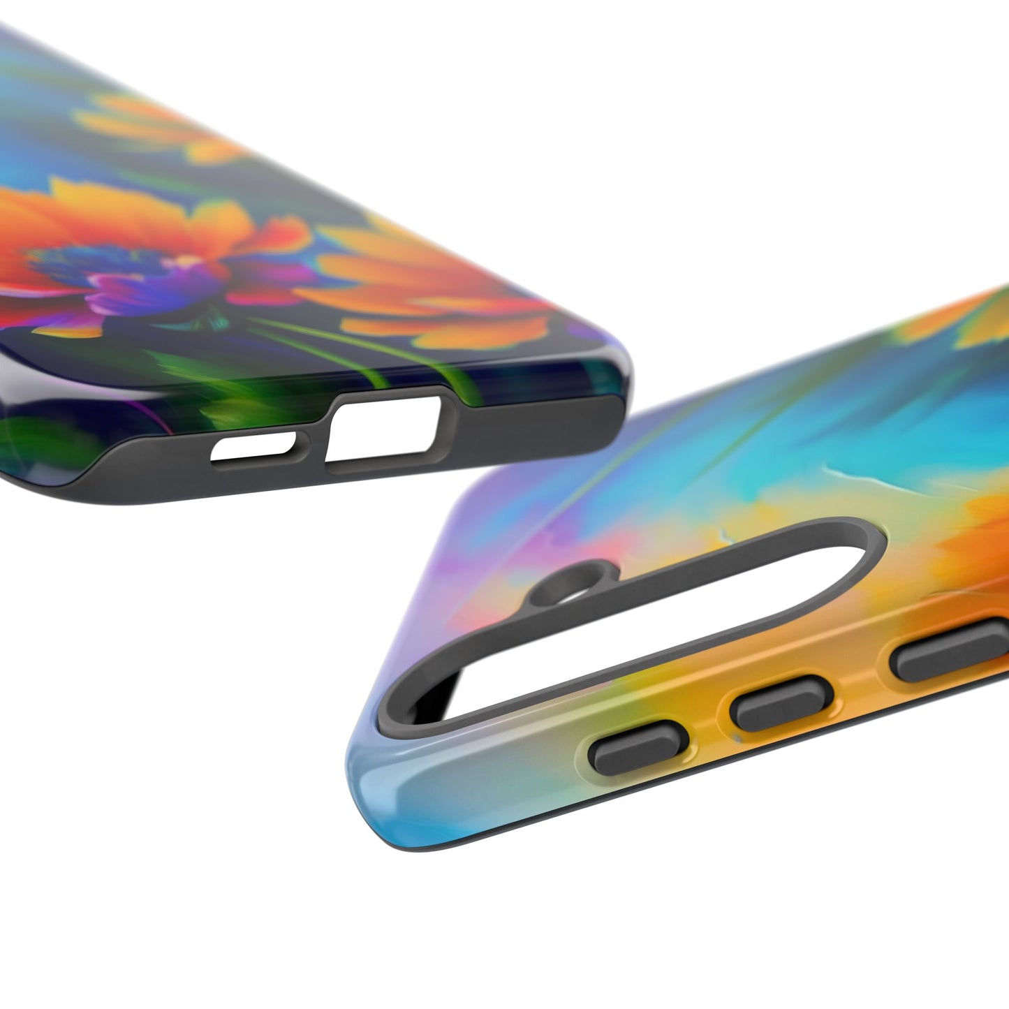 Floral Sunset Tough Phone Case — Vibrant Watercolor Flowers Protective Cover