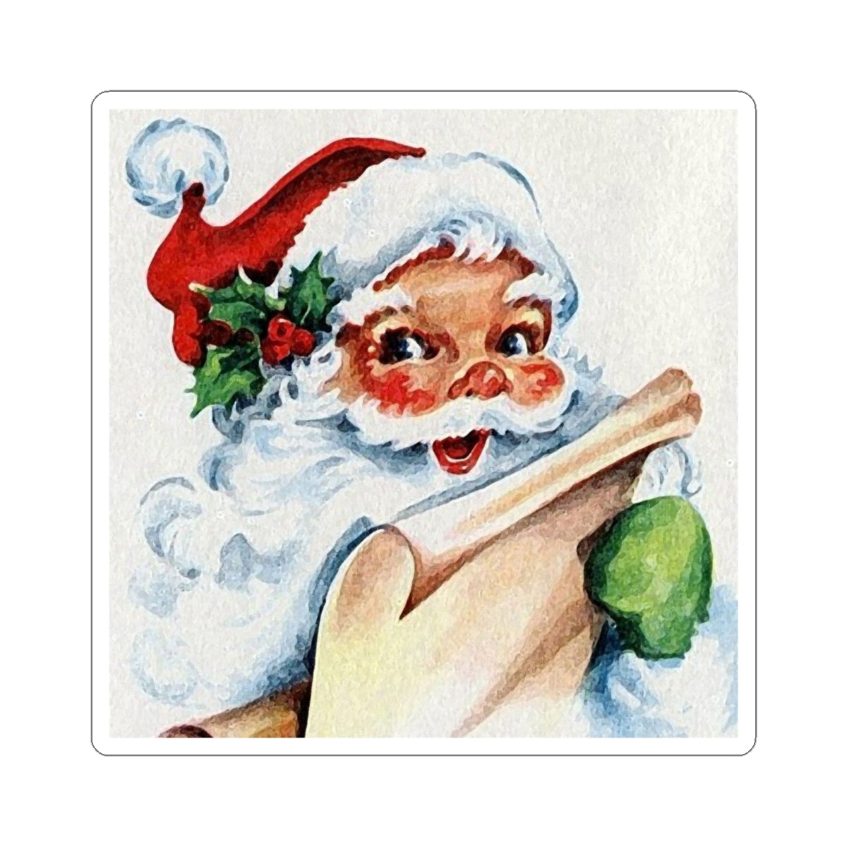 Vintage Santa Sticker — Retro Christmas Kiss-Cut Decal