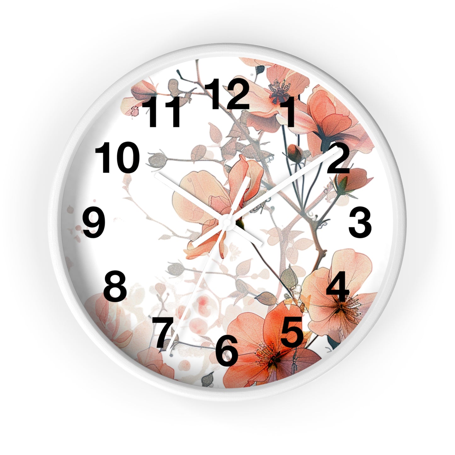 Floral Wall Clock — Soft Orange Blossom Decorative Clock