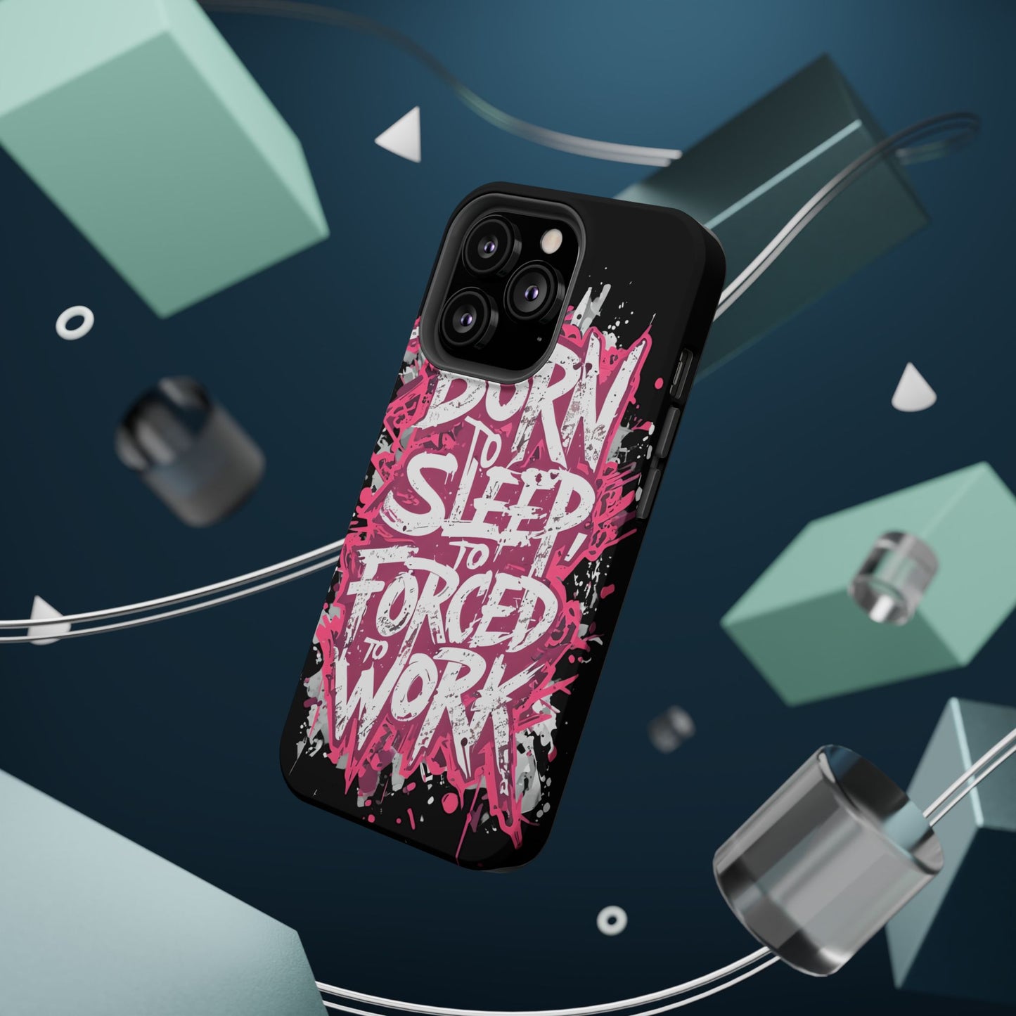 Phone Case — "Born to Sleep, Forced to Work" Impact-Resistant Magnetic Case