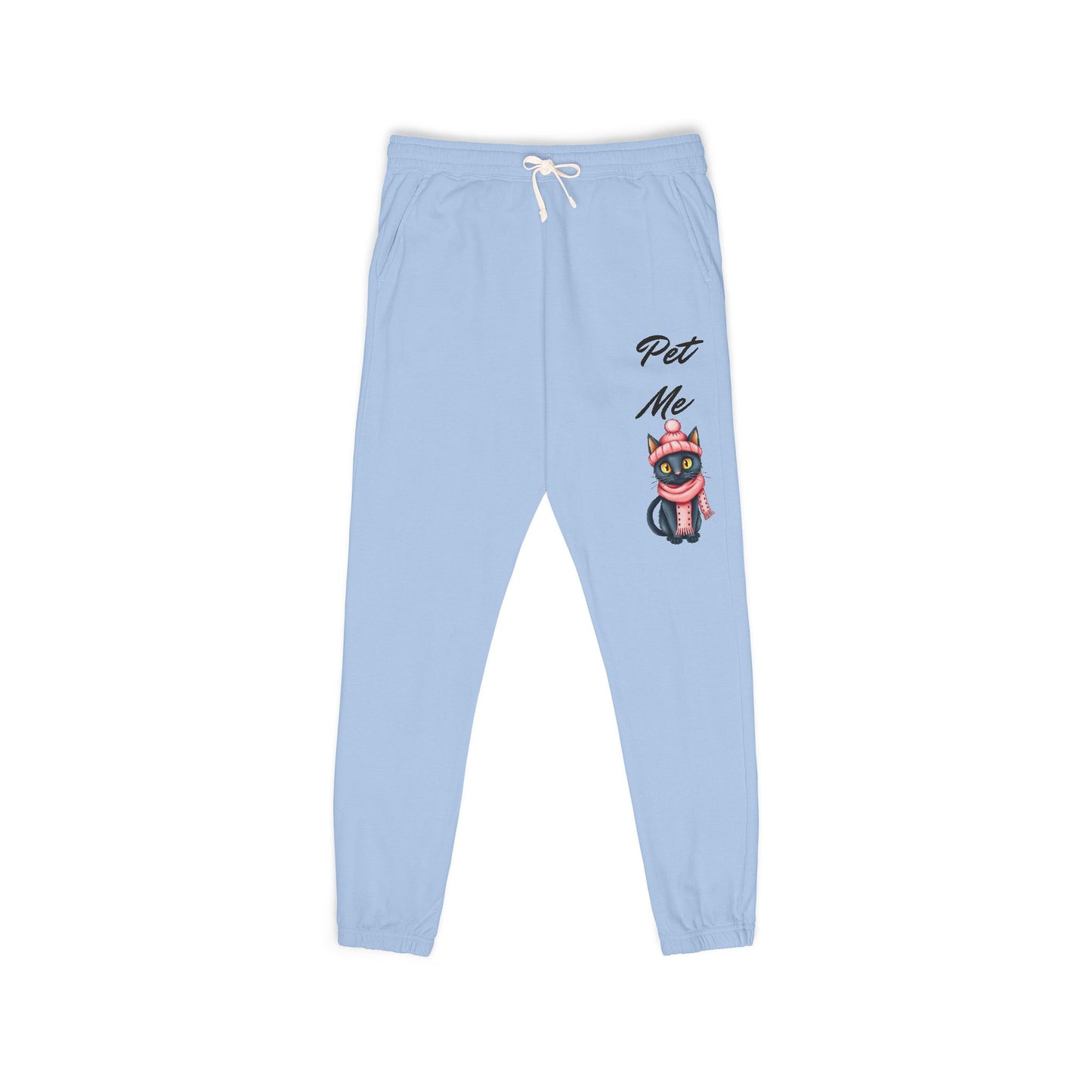 Sweatpants — Colorful Cosmic Cat Graphic "Pet Me" Joggers