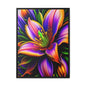 Vibrant Neon Floral Matte Canvas Print — Framed Wall Art