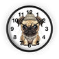Cute Pug Wall Clock — Adorable Pug Puppy in Beanie Decorative Clock for Dog Lovers