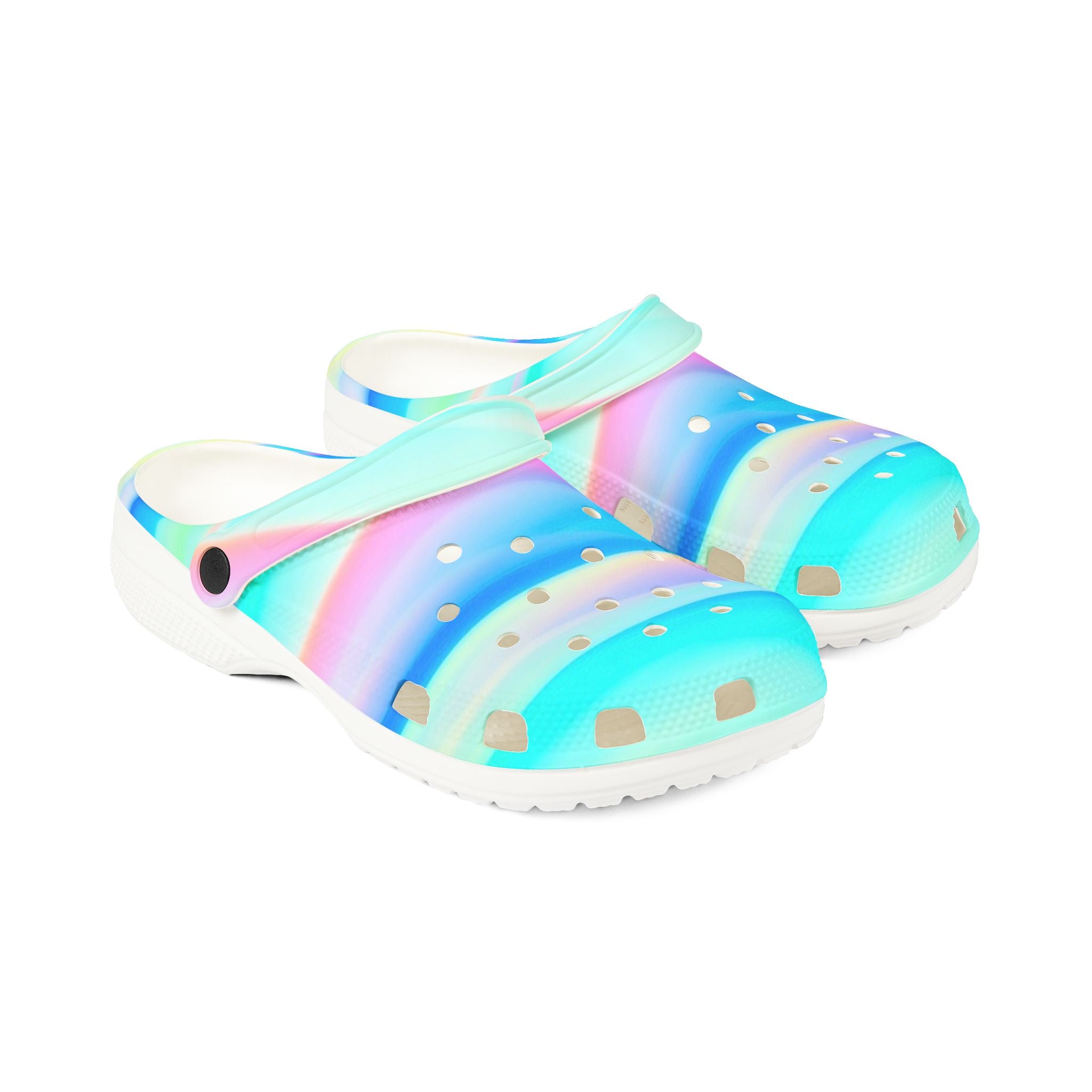 Pastel Ombre Foam Clogs / Crocs – Watercolor Rainbow Slip-On Shoes