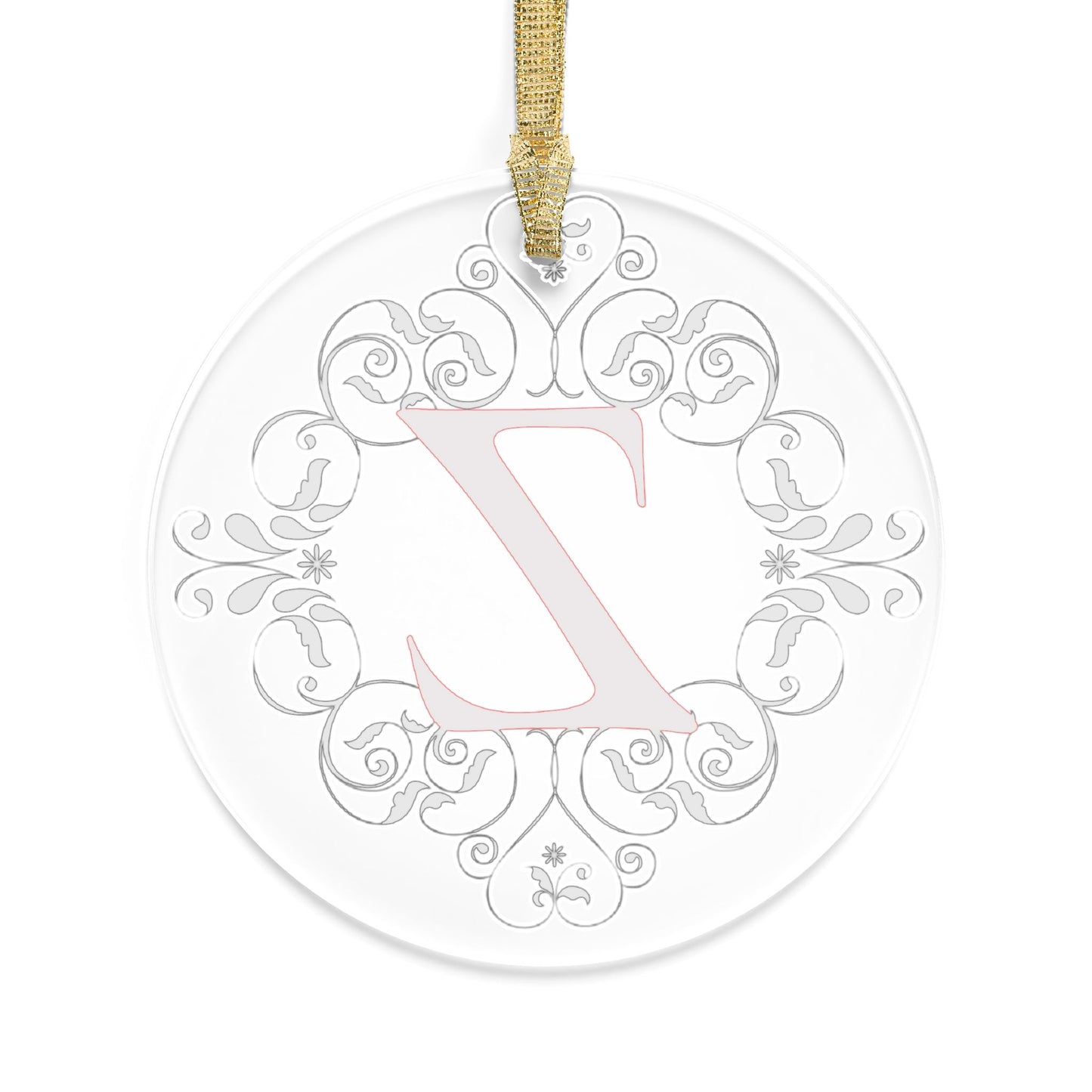 Monogram 'Z' Acrylic Ornament — Elegant Floral Initial Holiday Decoration