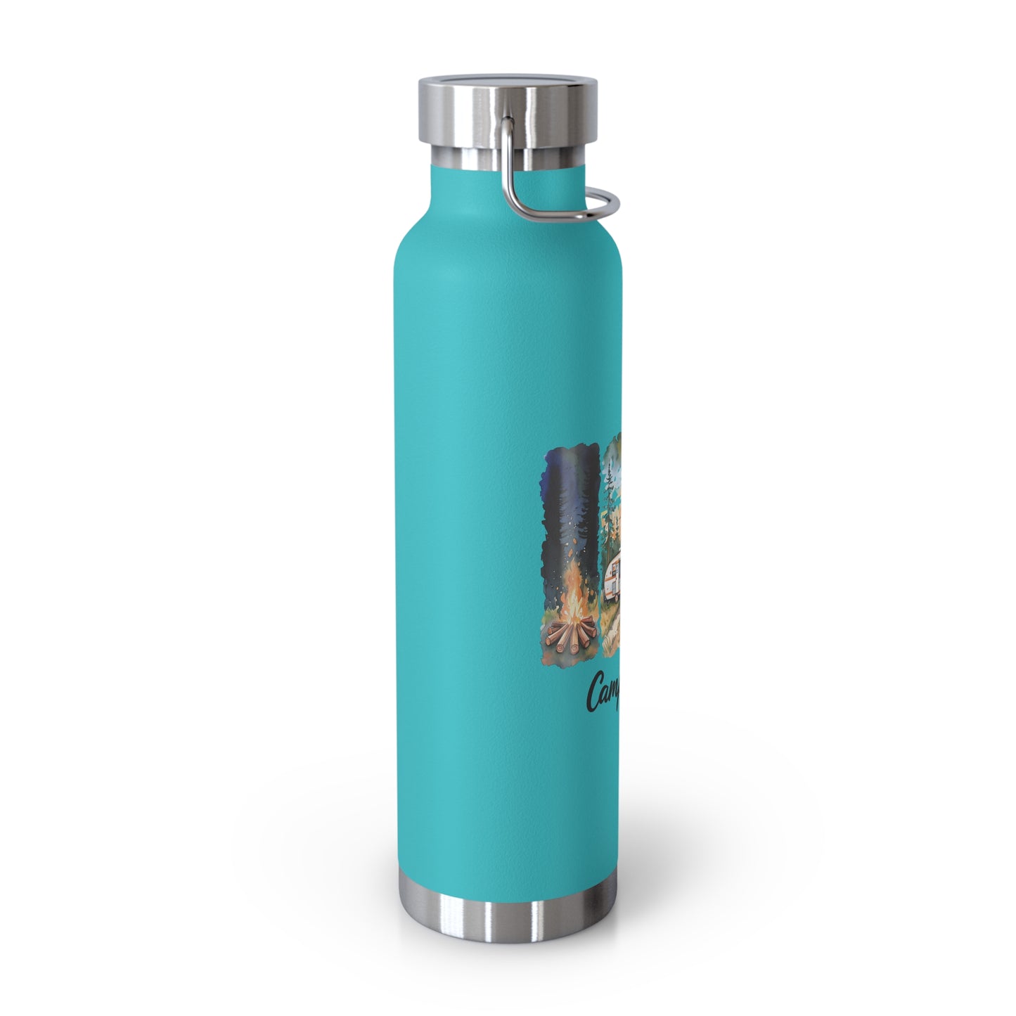 Insulated Camping Water Bottle 22oz — 'Camping Life' Outdoor Vacuum Flask