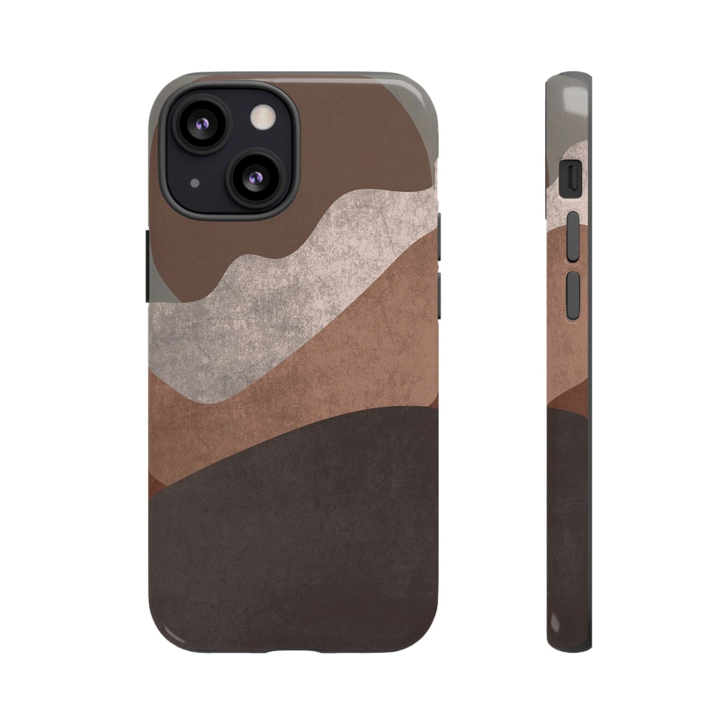 Abstract Earthtone Phone Case — Brown Layered Rugged Tough Case