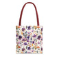 Floral Watercolor Tote Bag — Purple & Orange Botanical All-Over Print