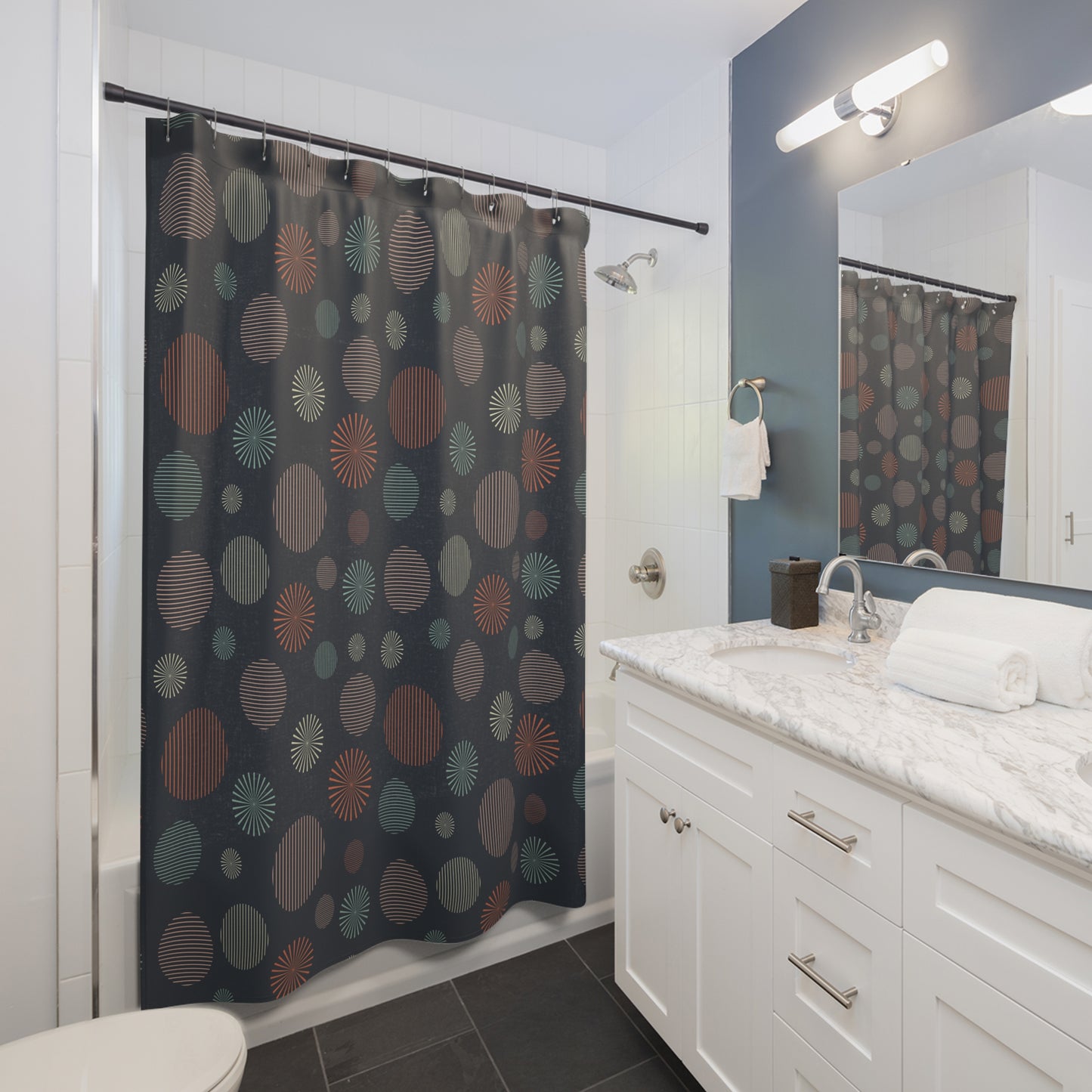 Modern Abstract Shower Curtain, Chic Bathroom Decor, Stylish Home Accent, Patterned Bath Curtain, Unique Gift Idea