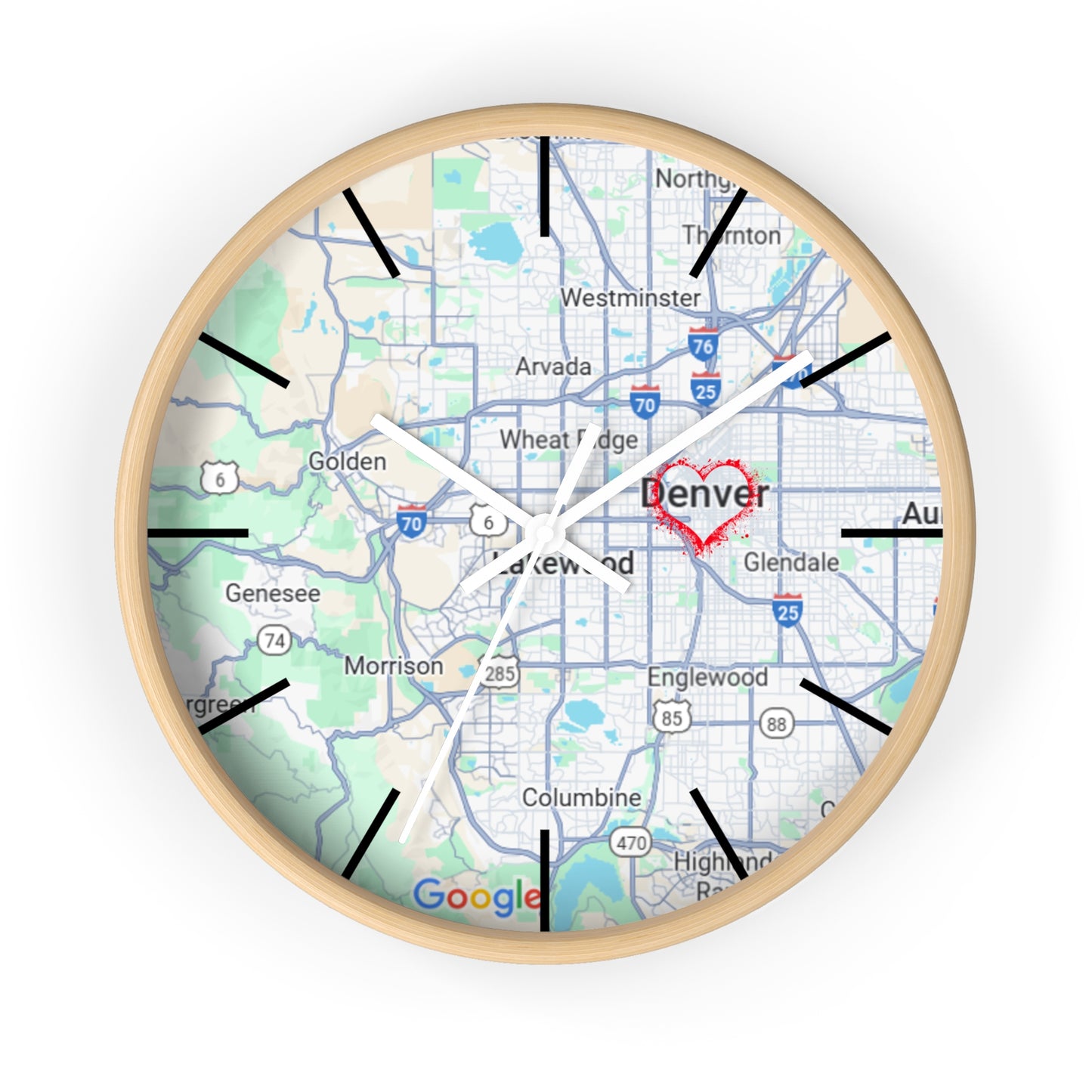 Custom Denver Map Wall Clock, Home Decor, Personalized Gift, Unique Wall Art, Modern Timepiece, Housewarming Present