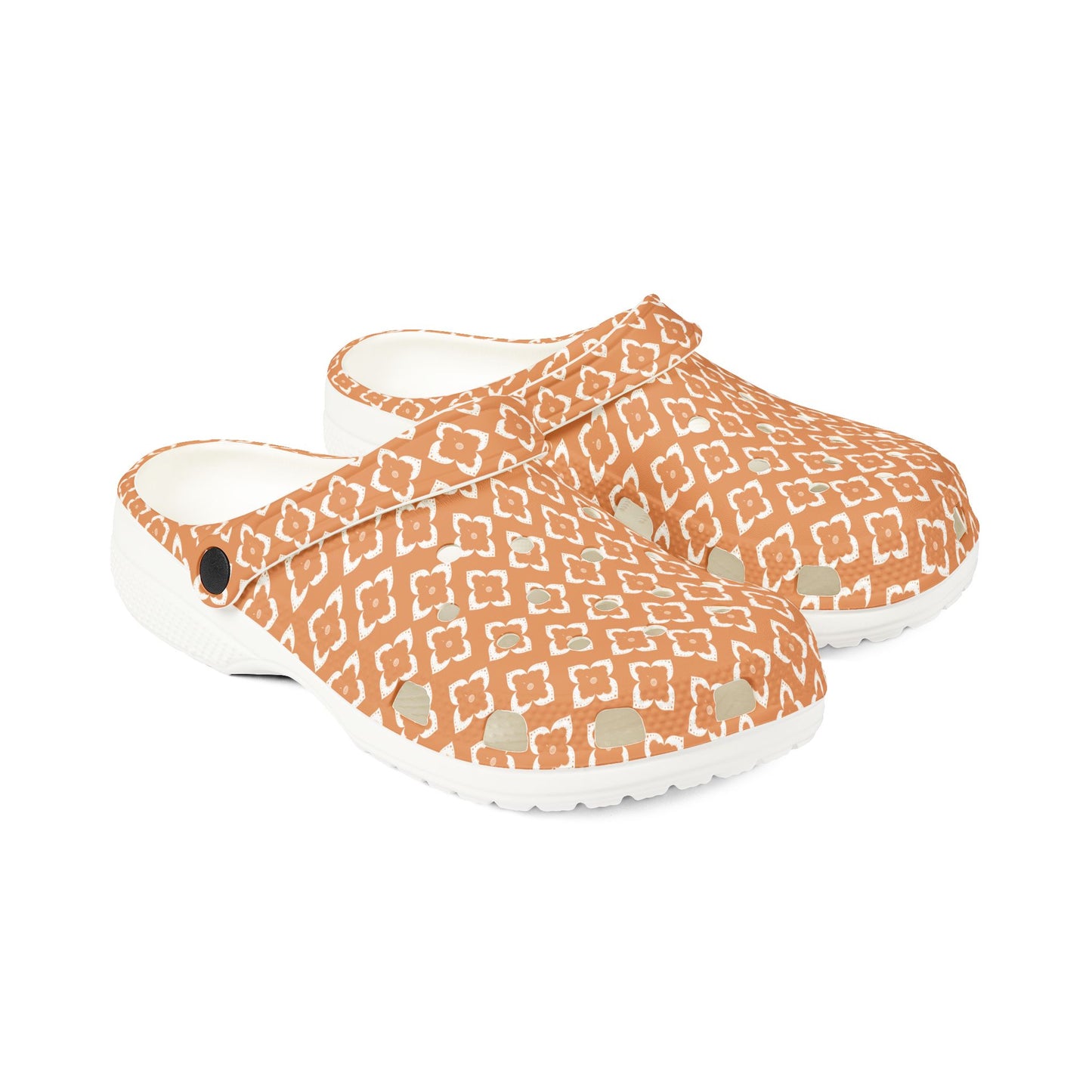 EVA Foam Clogs — Terracotta Geometric Pattern Slip-On Shoes