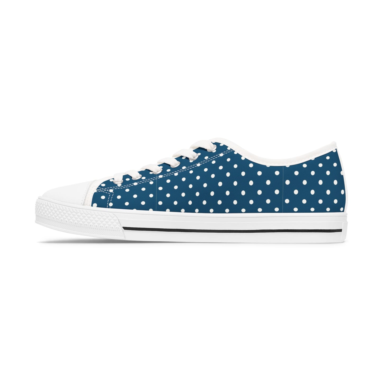 Polka Dot Low Top Sneakers — Navy White Retro Casual Shoes