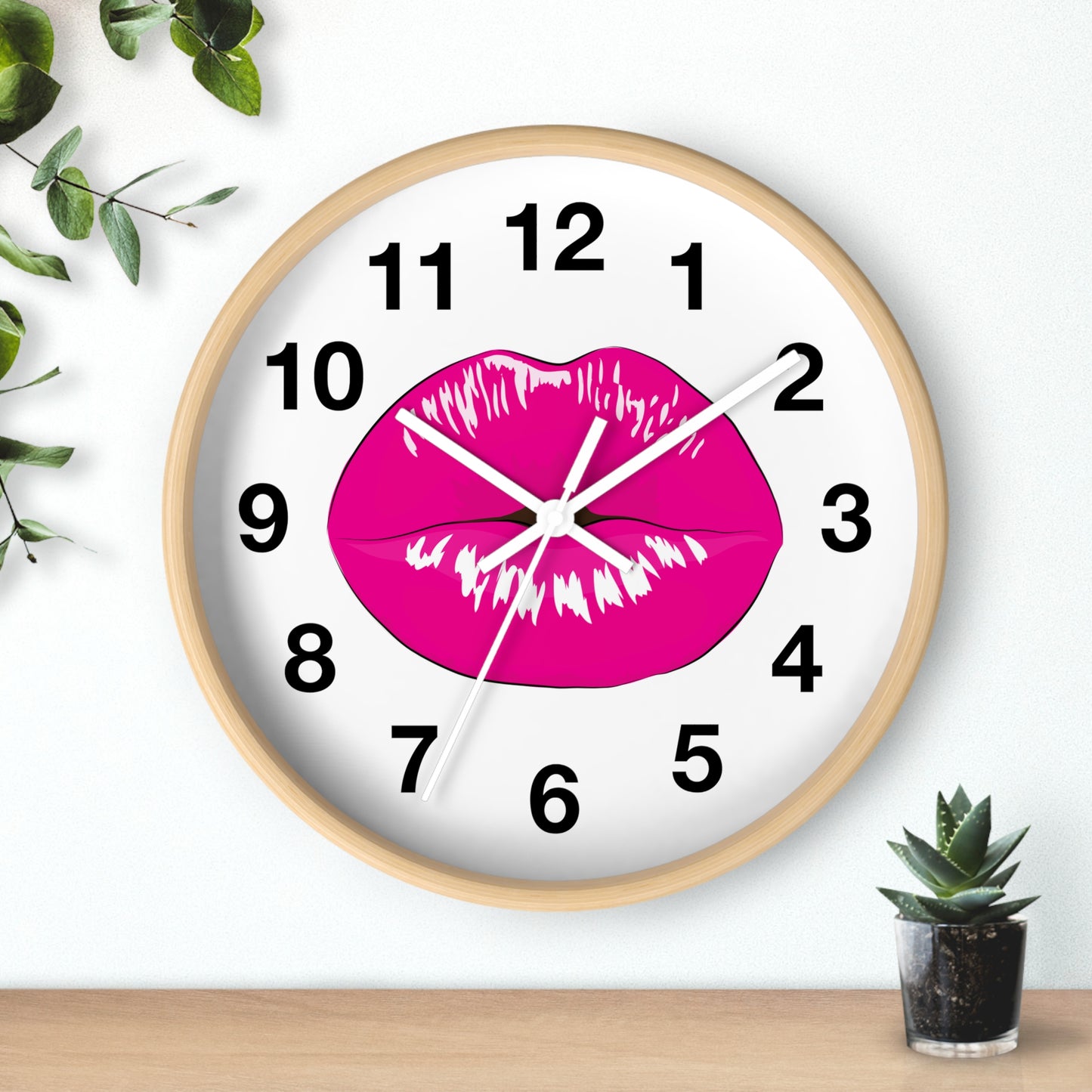 Hot Pink Kiss Wall Clock | Lip Print Clock
