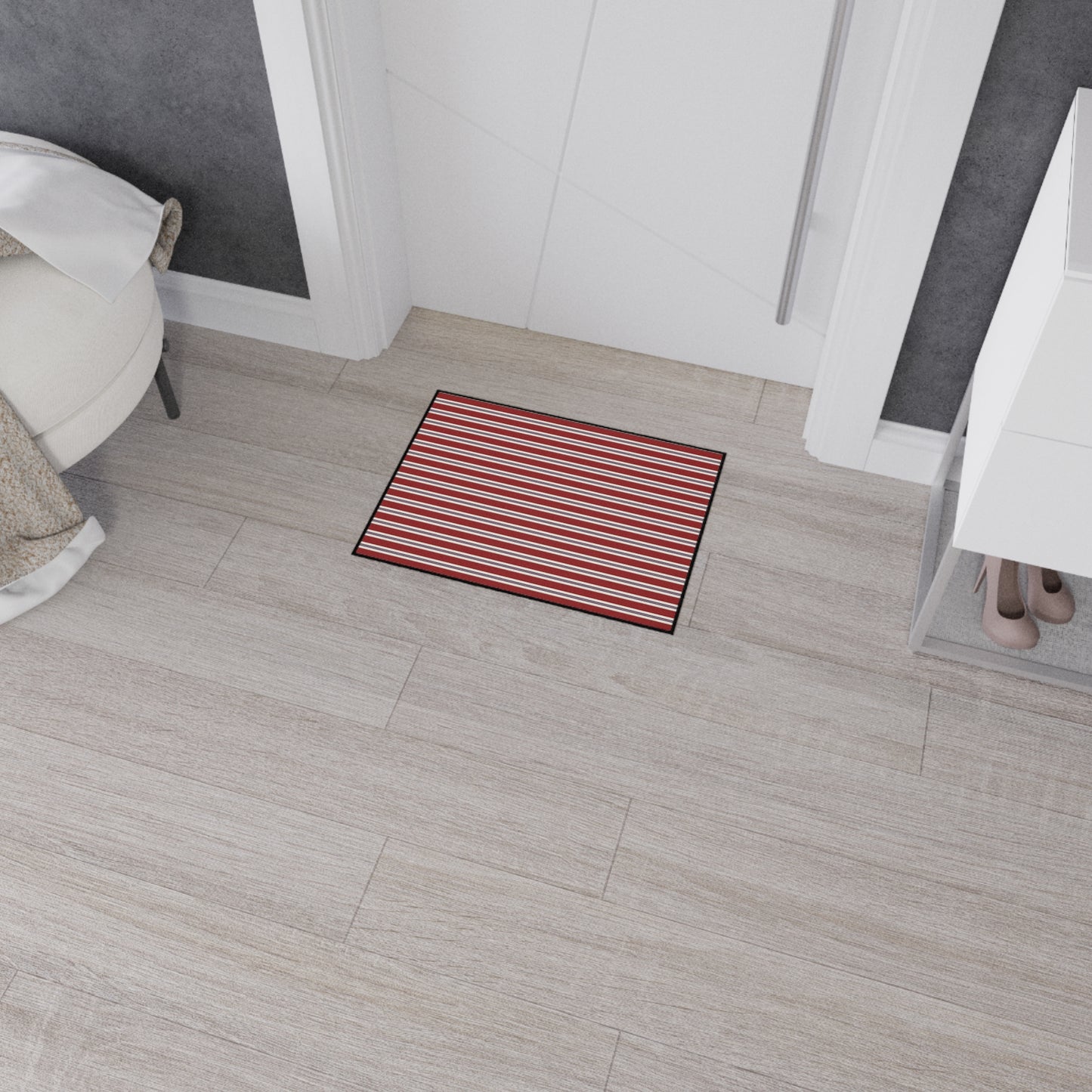 Striped Heavy Duty Floor Mat - Red & White Outdoor/Entry Rug