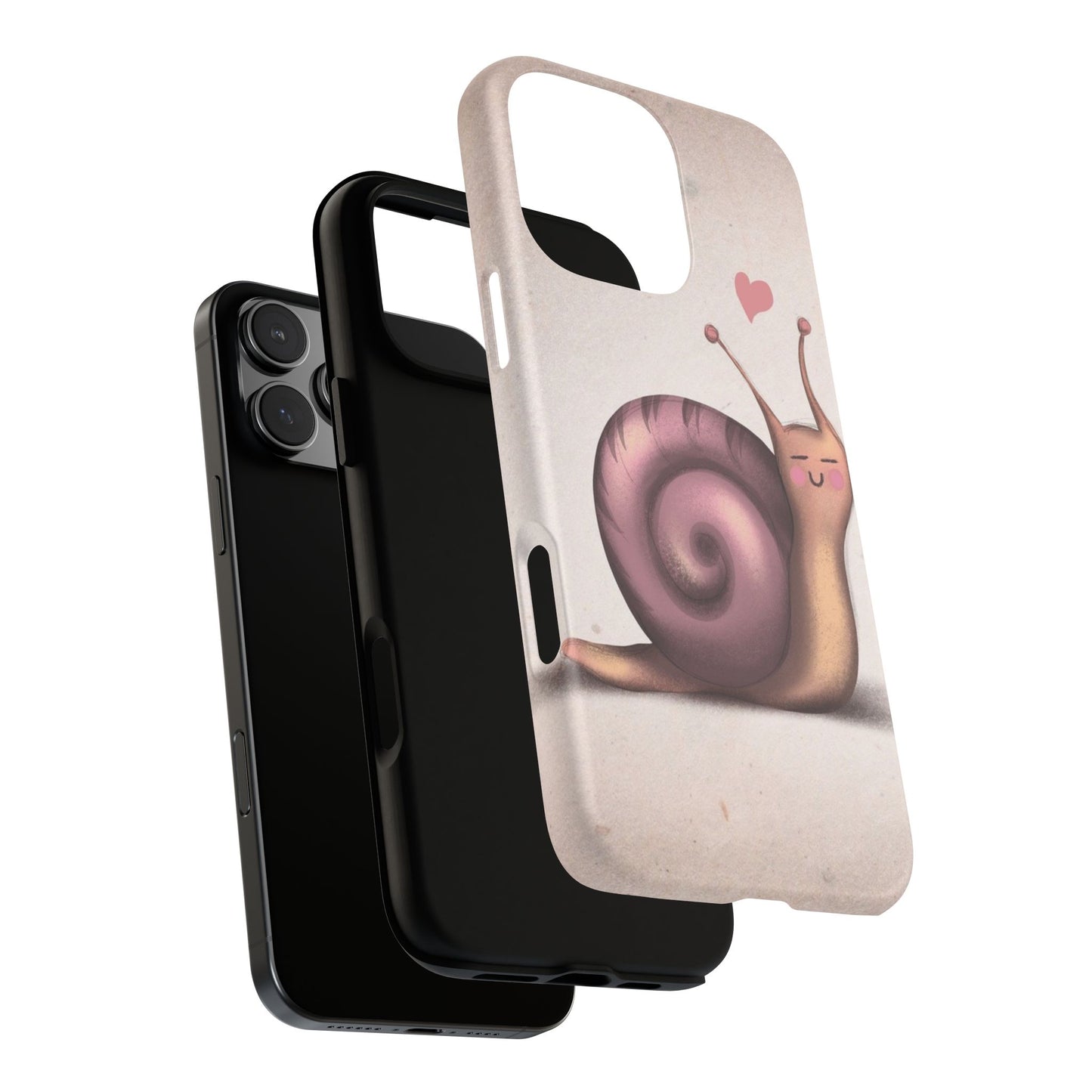 Cute Snail Phone Case — Pink Heart Cartoon Protective iPhone Cover