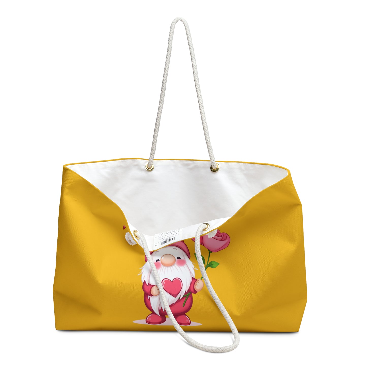 Valentine Gnome Weekender Bag — Cute Pink Heart Gnome Travel Tote