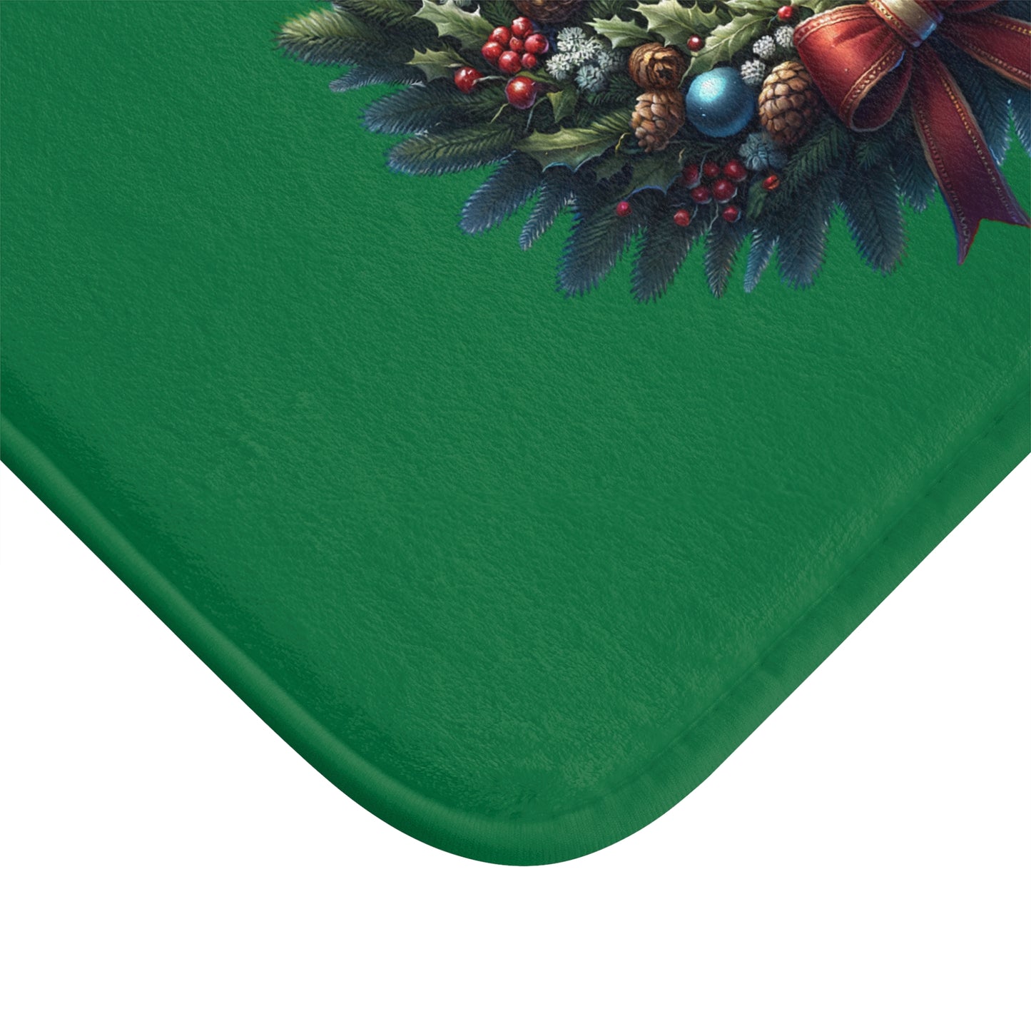 Christmas Wreath Bath Mat, Holiday Floor Rug, Seasonal Bathroom Decor, Festive Area Mat, Cozy Home Gift