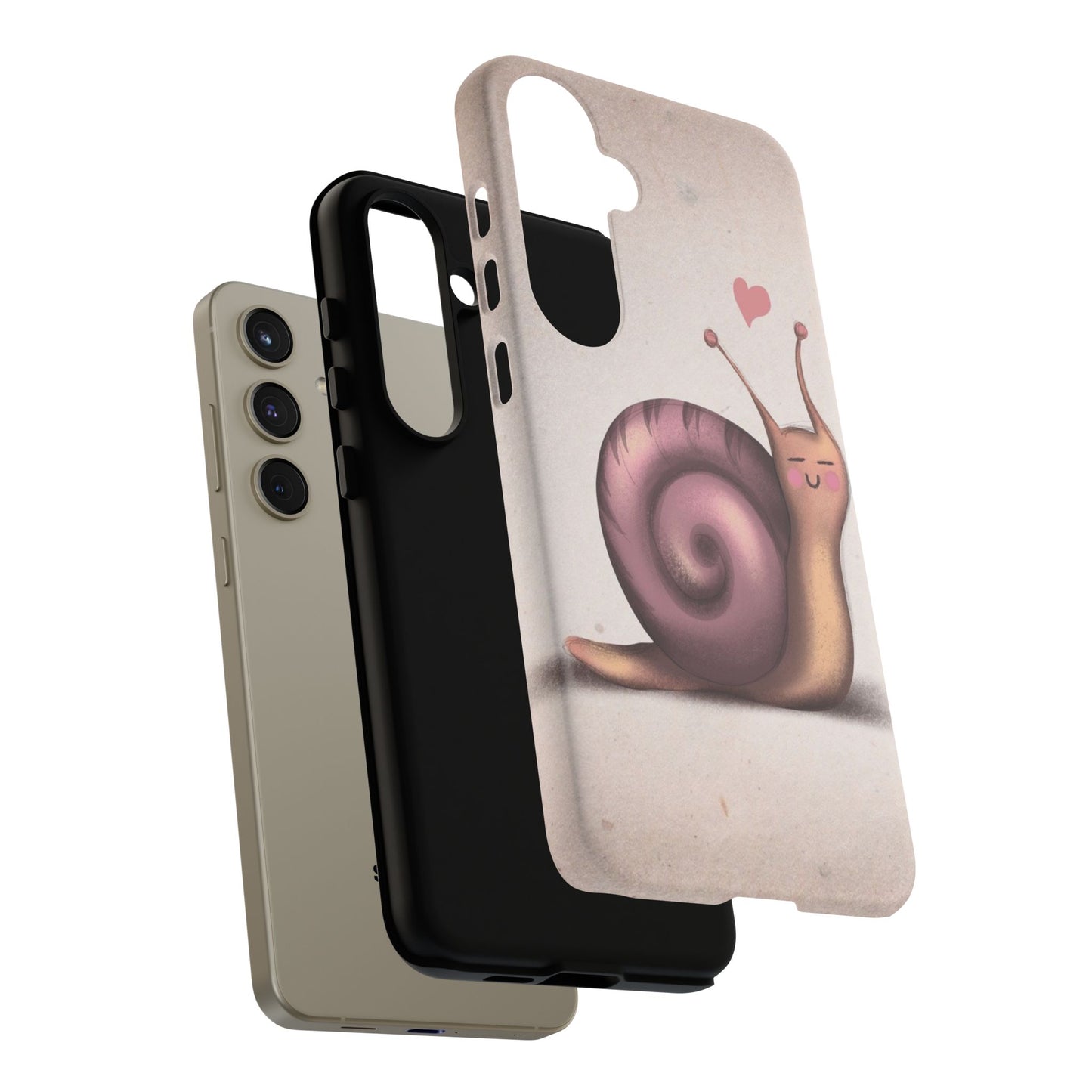 Cute Snail Phone Case — Pink Heart Cartoon Protective iPhone Cover