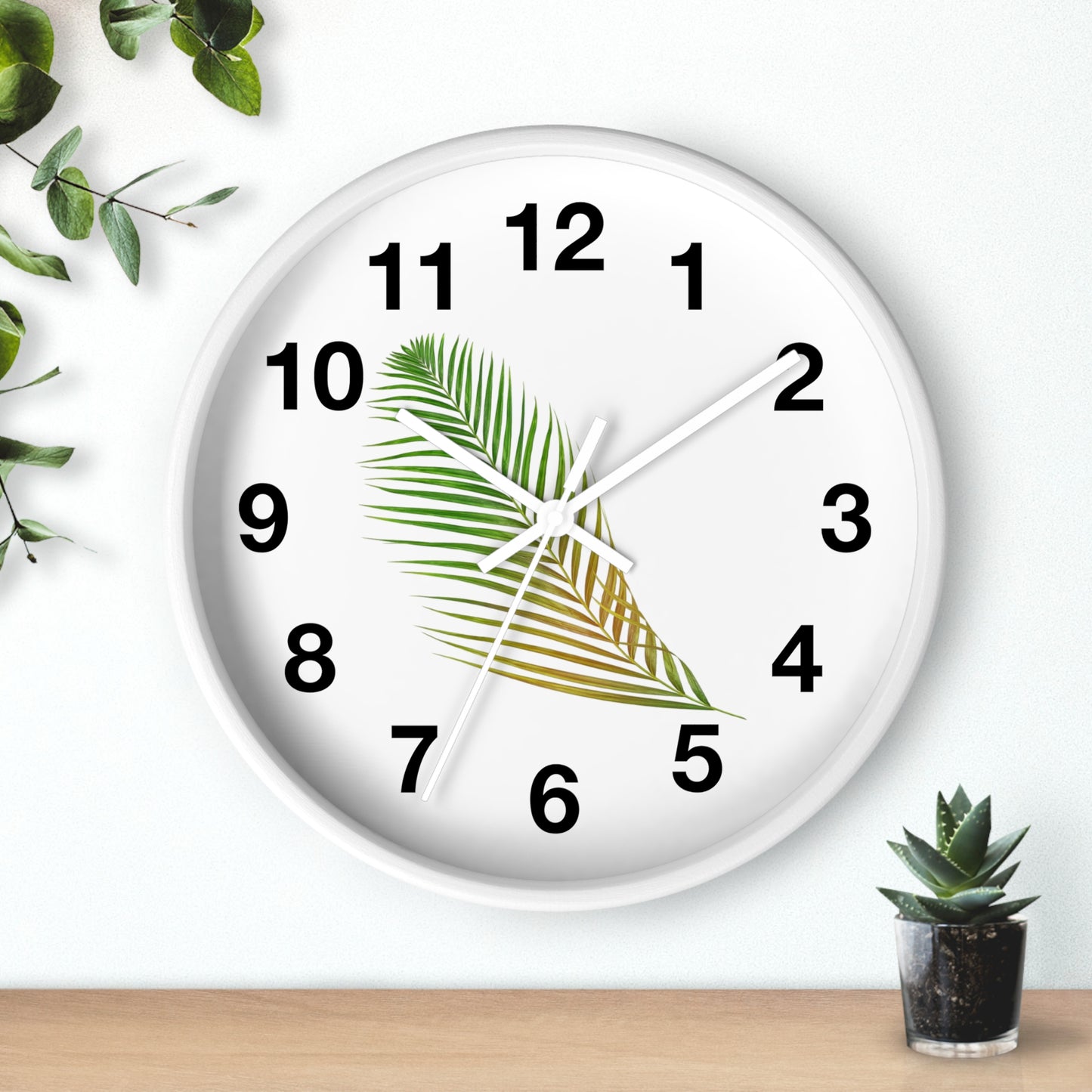 Tropical Palm Leaf Wall Clock – Minimal Botanical Home Decor