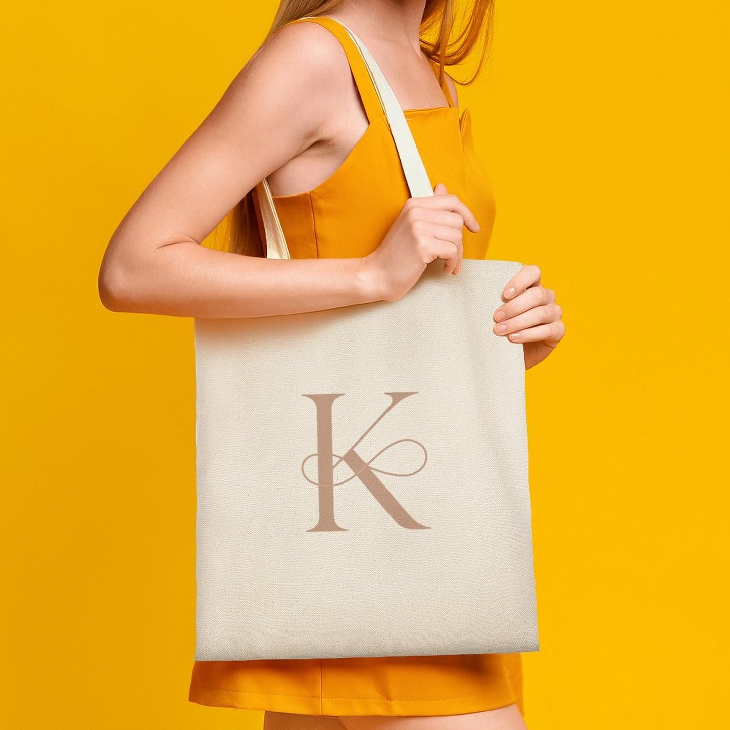 Canvas Tote Bag-13.4"x15.8"/34x40cm - Letter K