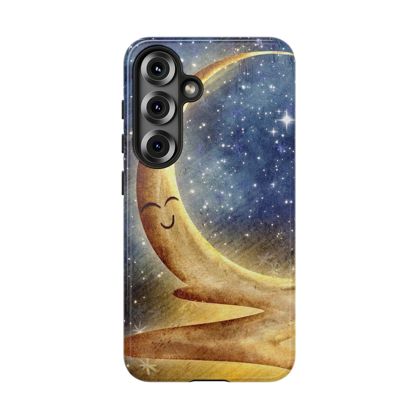 Moonlit Smile Phone Case — Starry Night Crescent Moon iPhone Cover